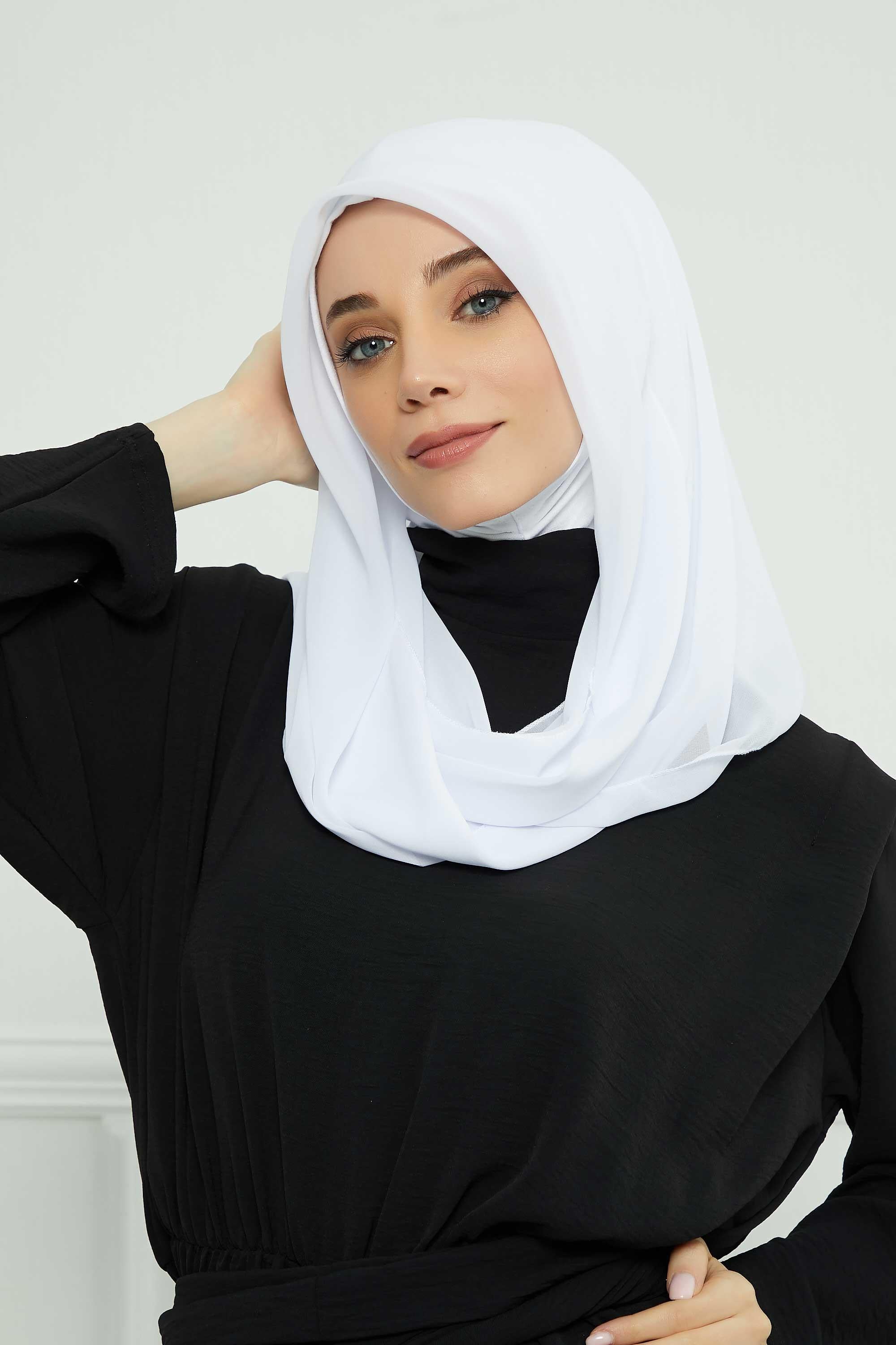 Penye İç Boneli Pratik Şifon Eşarp,PS-45