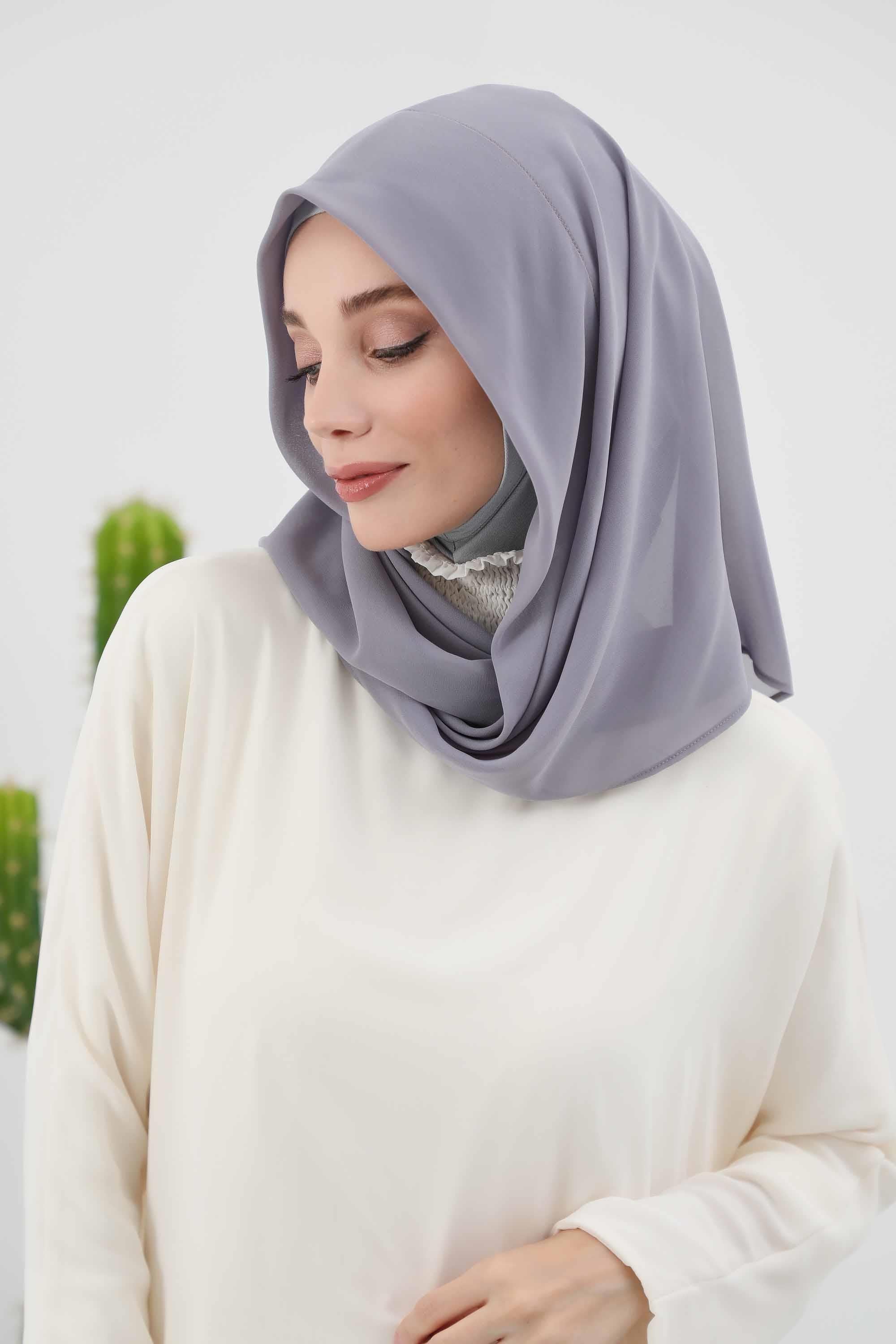 Penye İç Boneli Pratik Şifon Eşarp,PS-45