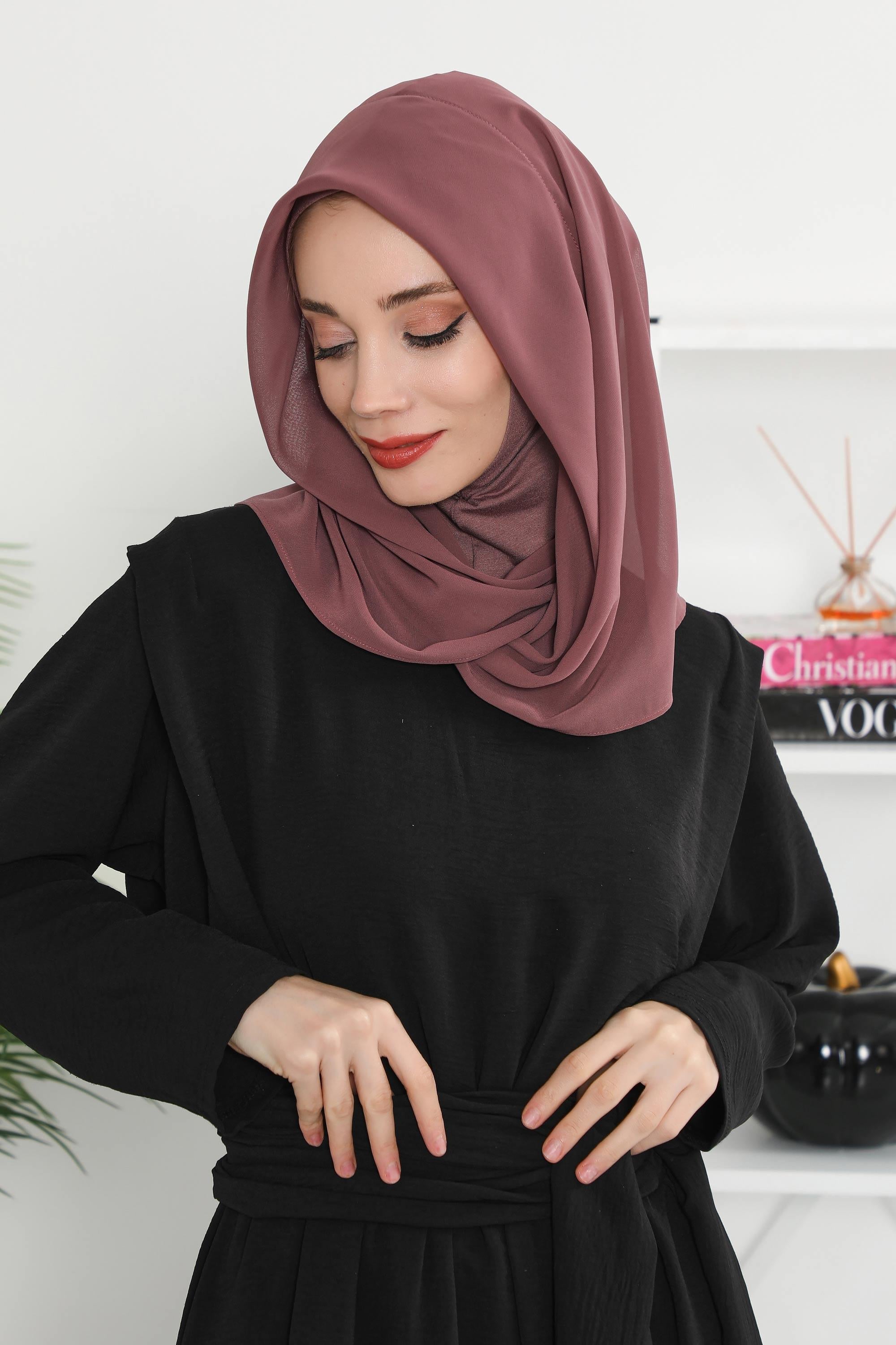 Penye İç Boneli Pratik Şifon Eşarp,PS-45