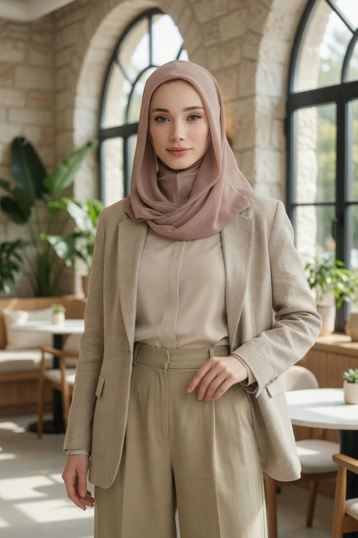 Penye İç Boneli Pratik Şifon Eşarp,PS-45