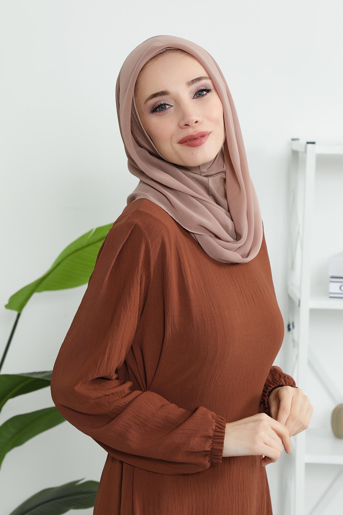 Penye İç Boneli Pratik Şifon Eşarp,PS-45