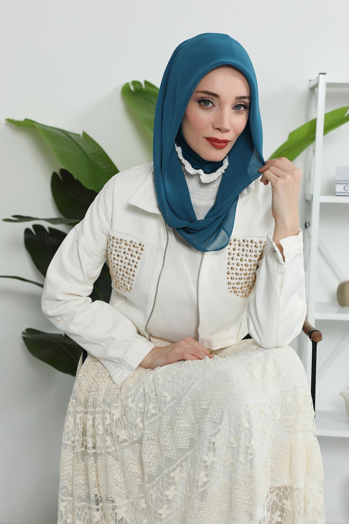 Penye İç Boneli Pratik Şifon Eşarp,PS-45