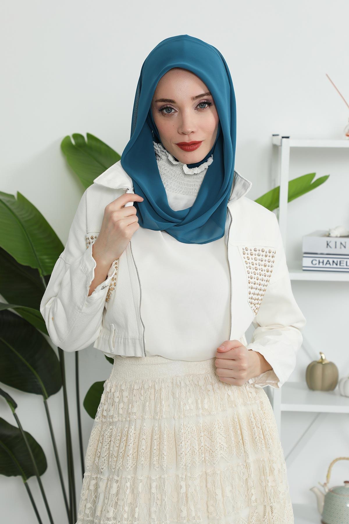 Penye İç Boneli Pratik Şifon Eşarp,PS-45