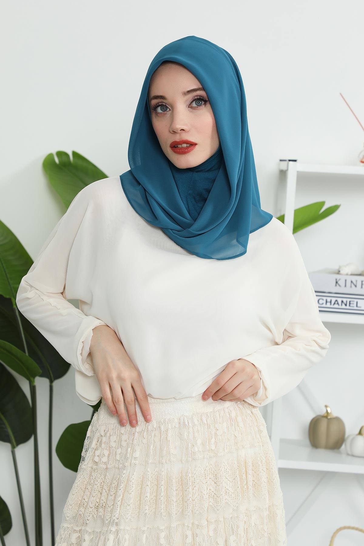 Penye İç Boneli Pratik Şifon Eşarp,PS-45