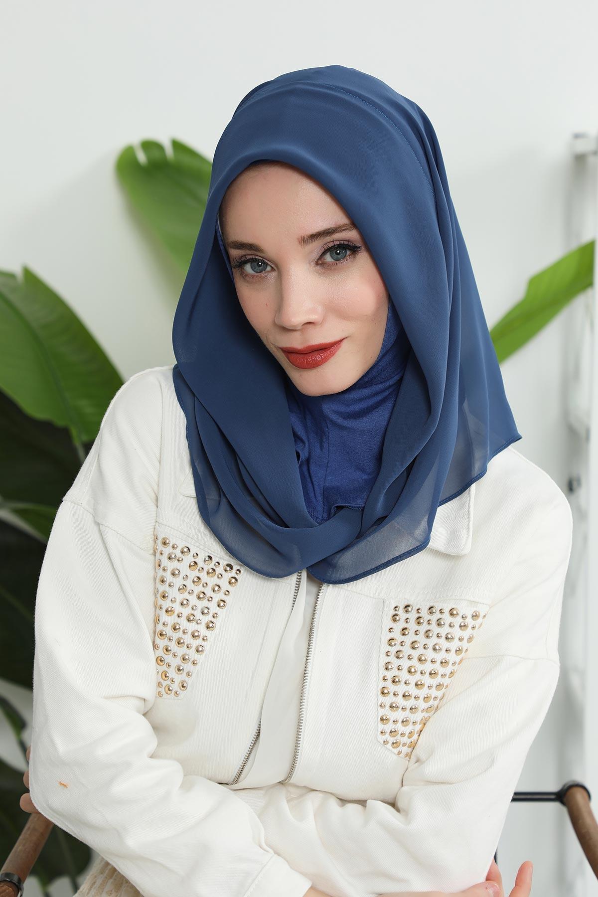 Penye İç Boneli Pratik Şifon Eşarp,PS-45