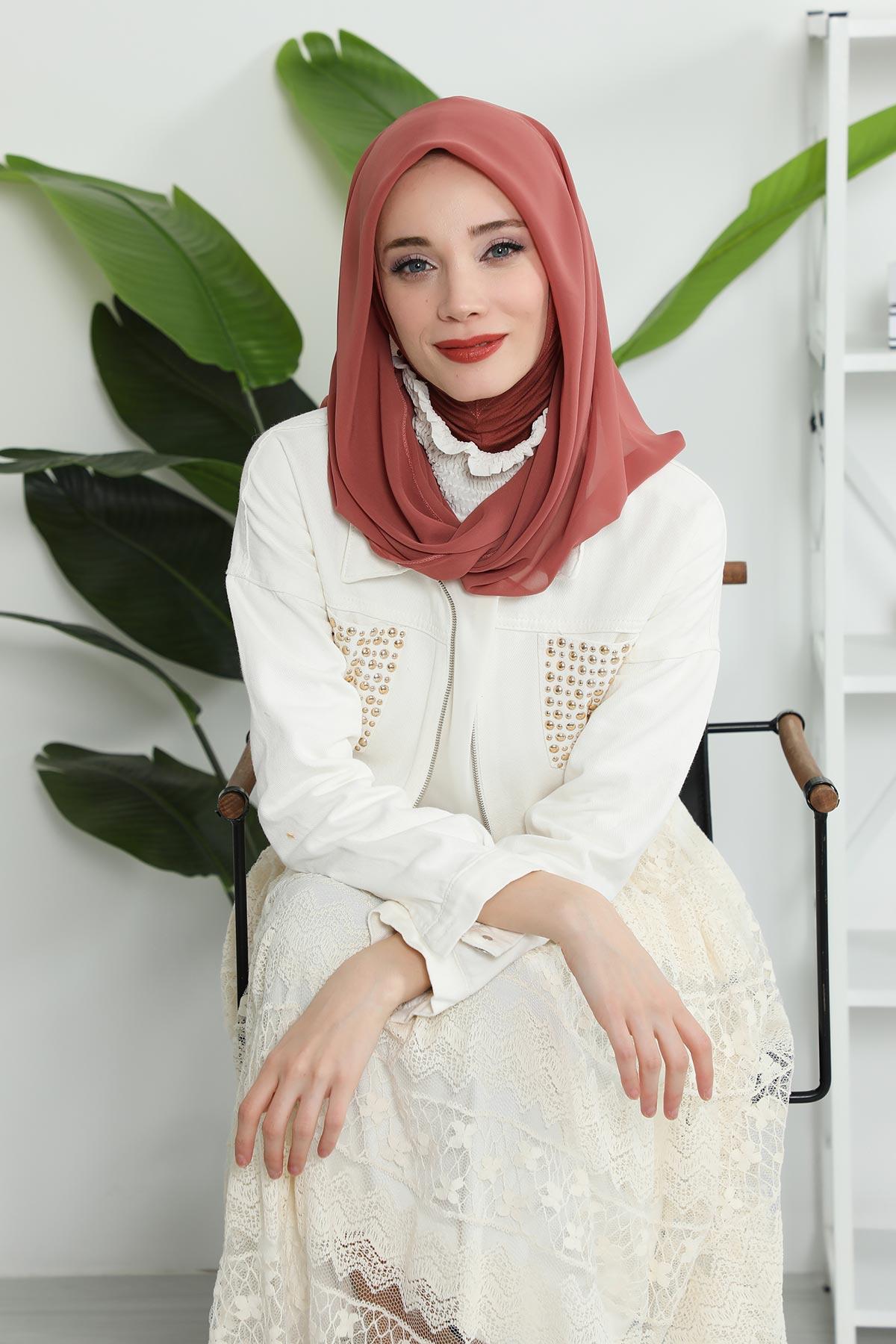 Penye İç Boneli Pratik Şifon Eşarp,PS-45