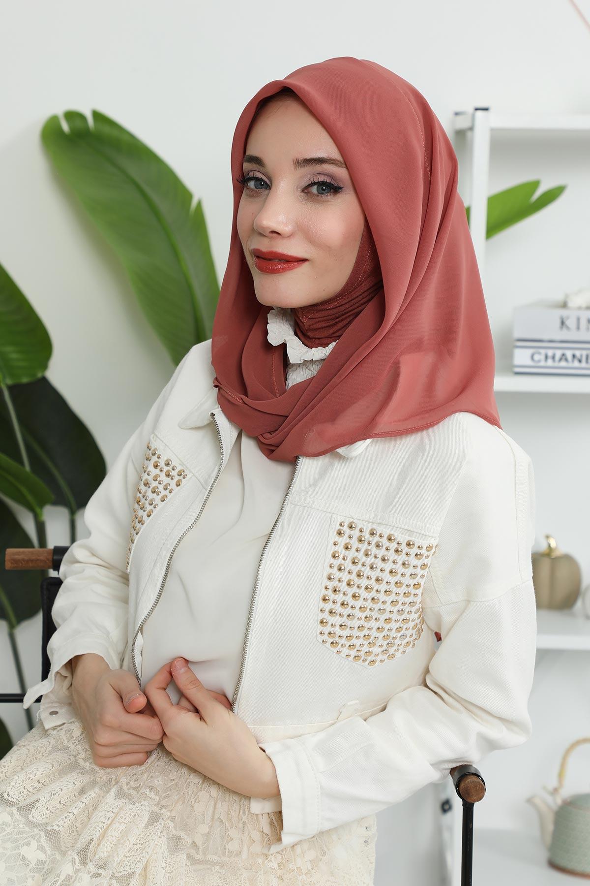 Penye İç Boneli Pratik Şifon Eşarp,PS-45