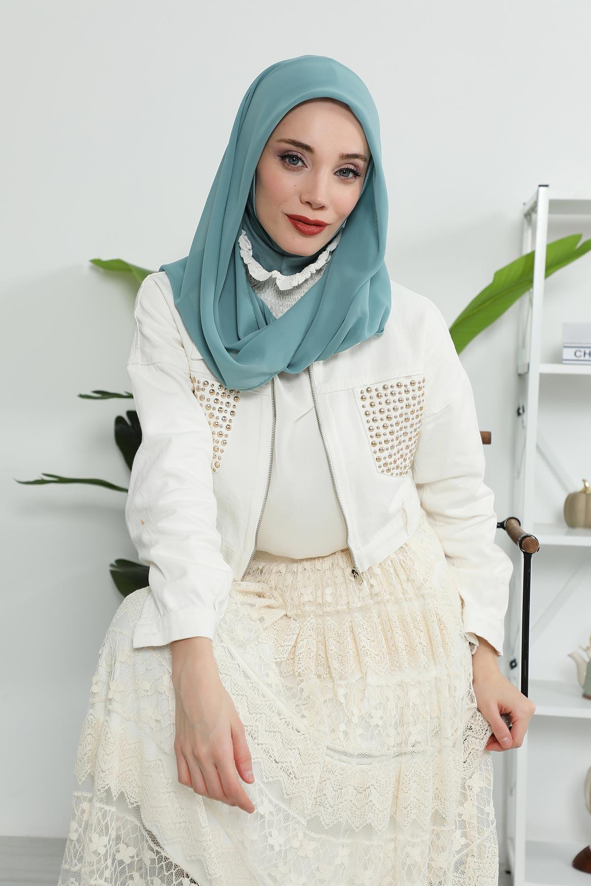 Penye İç Boneli Pratik Şifon Eşarp,PS-45