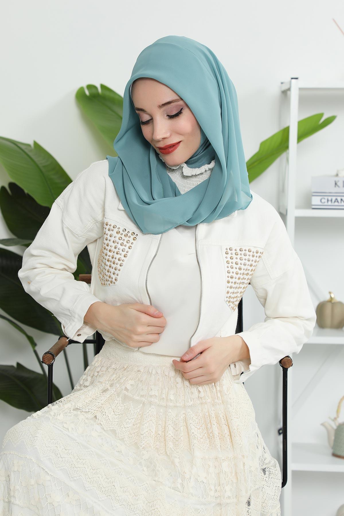 Penye İç Boneli Pratik Şifon Eşarp,PS-45