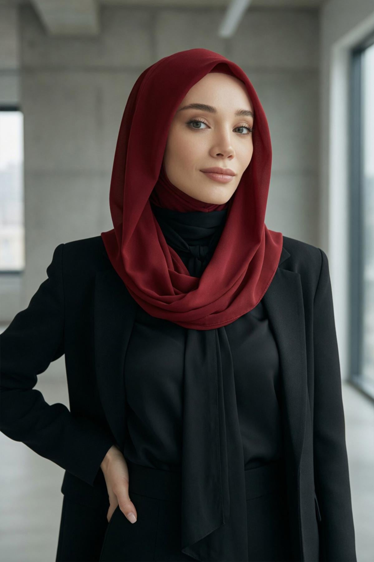 Penye İç Boneli Pratik Şifon Eşarp,PS-45