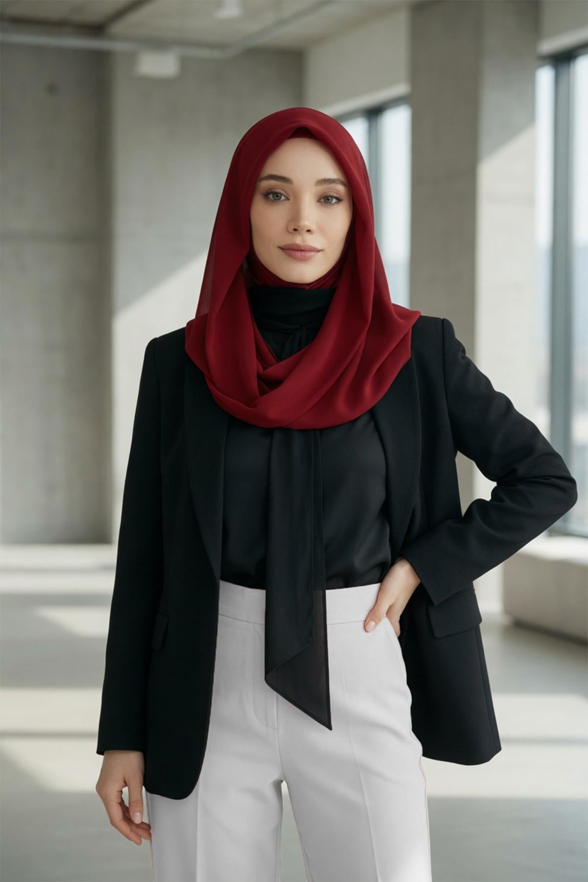 Penye İç Boneli Pratik Şifon Eşarp,PS-45