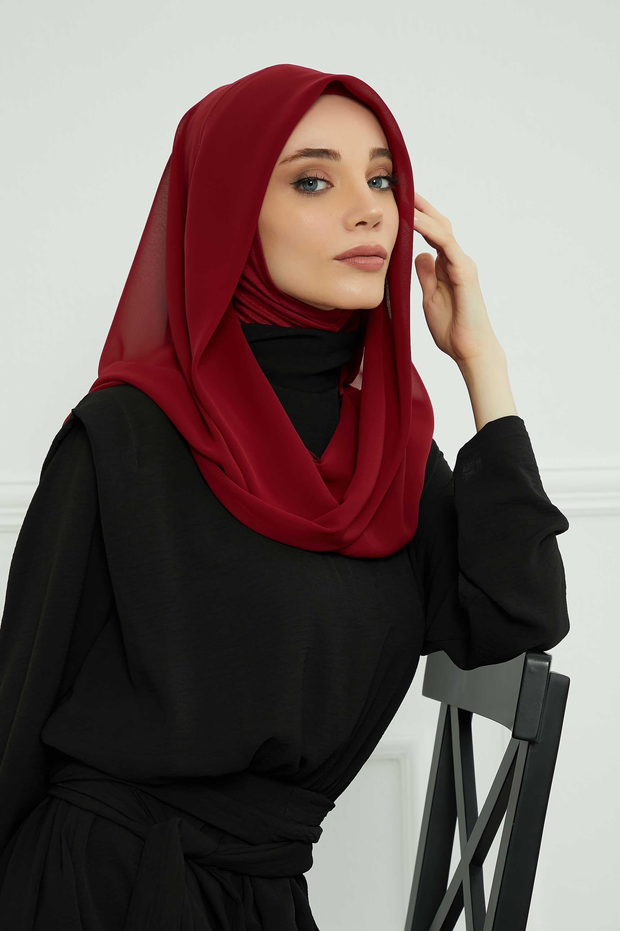 Penye İç Boneli Pratik Şifon Eşarp,PS-45