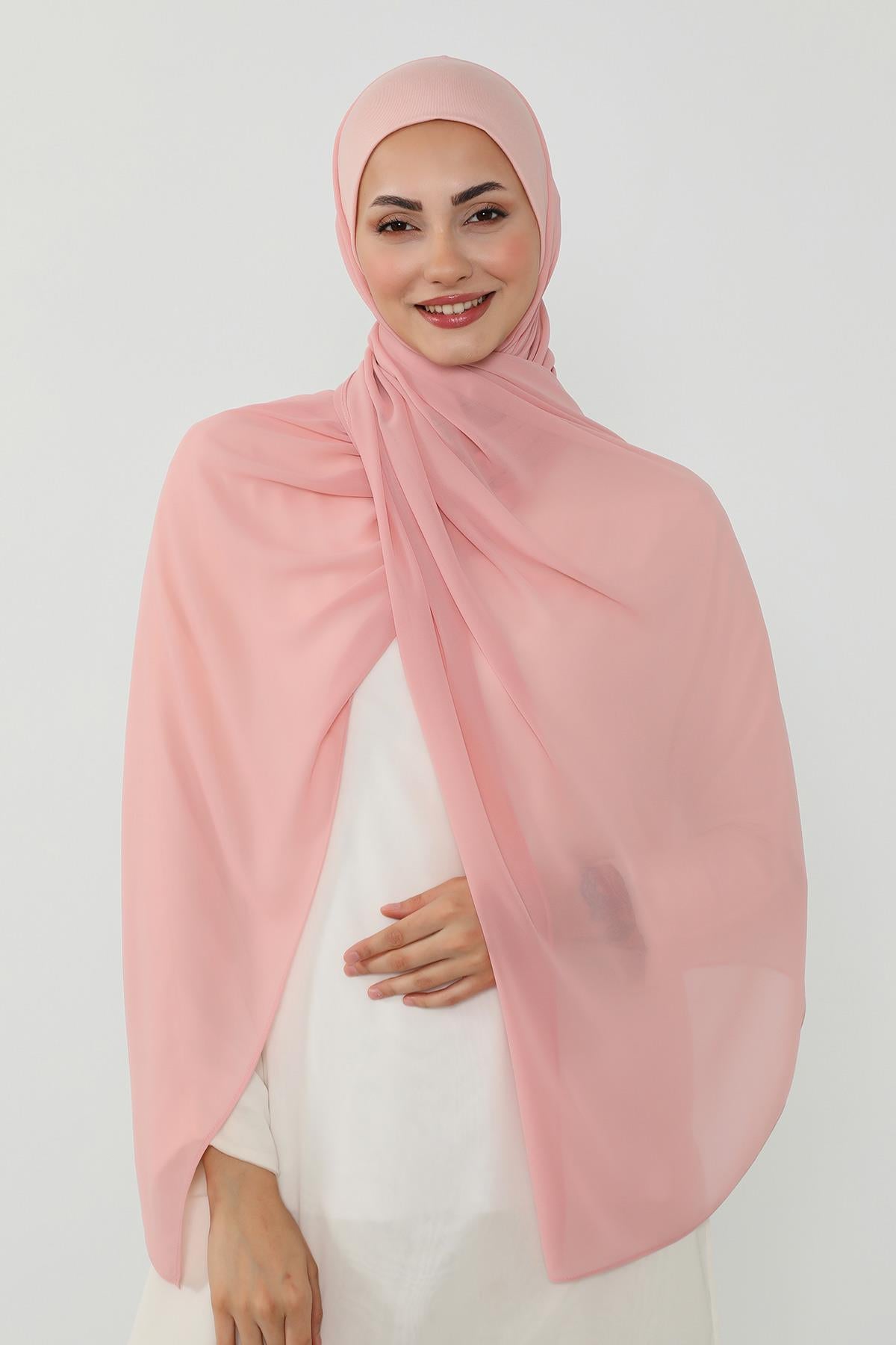 Tesettür Boneli Kullanımı Rahat Pratik Şifon Şal,PS-53