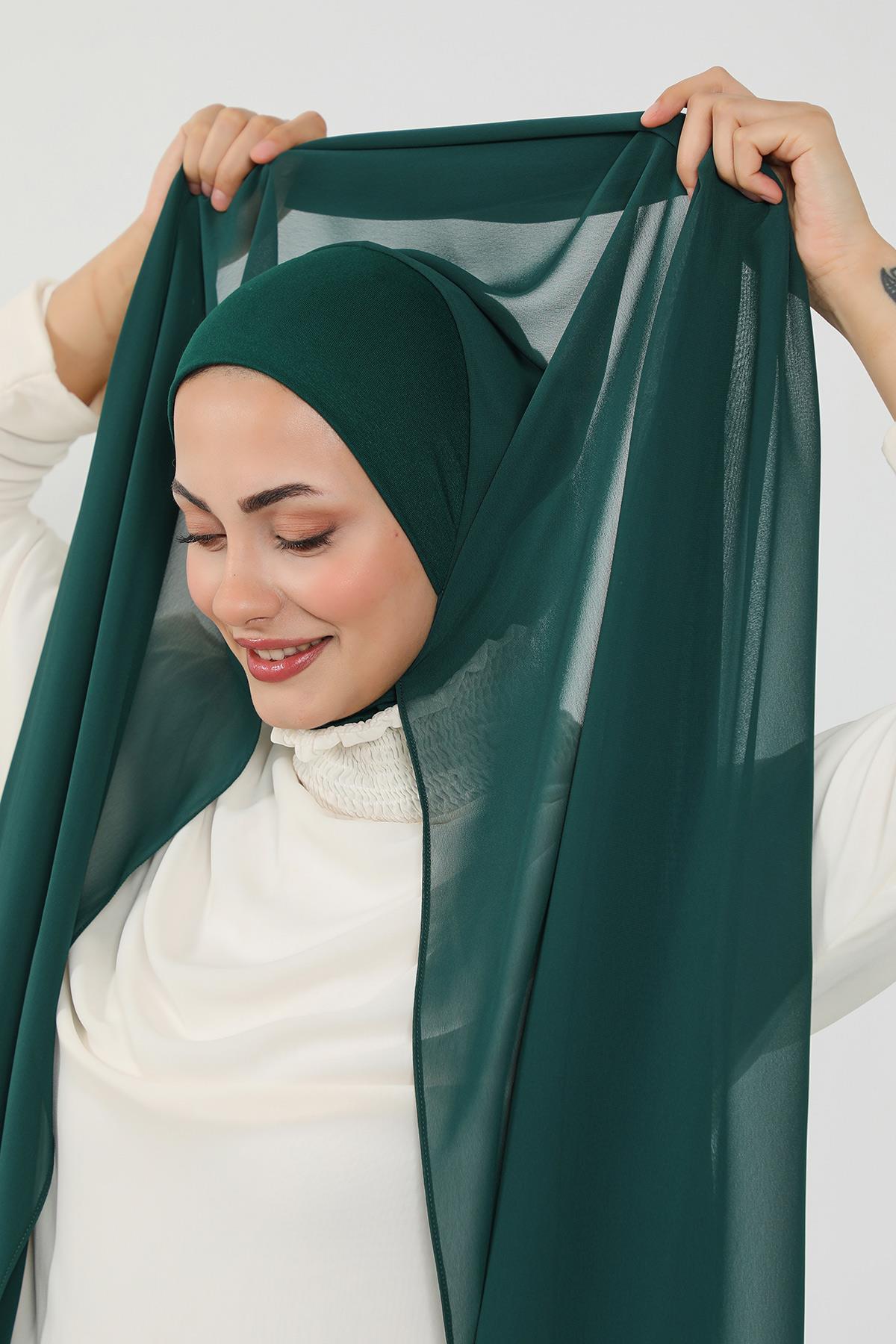 Tesettür Boneli Kullanımı Rahat Pratik Şifon Şal,PS-53