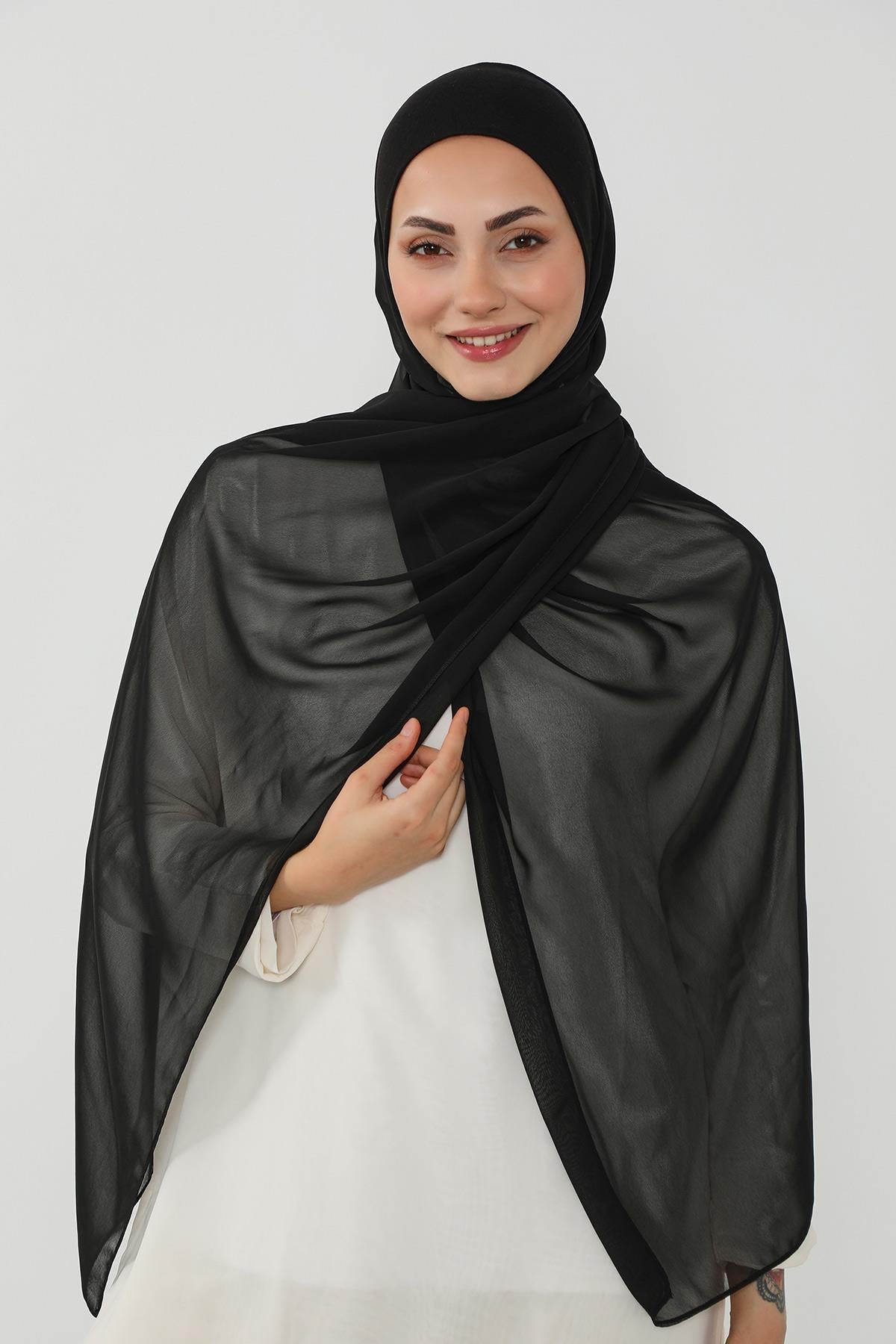 Tesettür Boneli Kullanımı Rahat Pratik Şifon Şal,PS-53