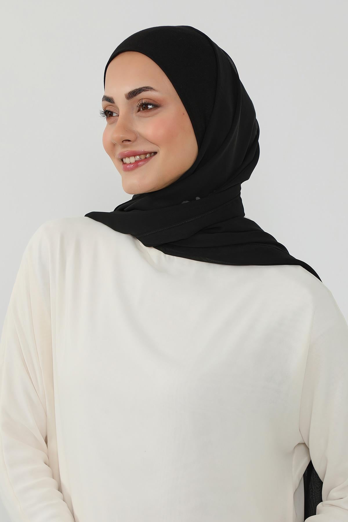 Tesettür Boneli Kullanımı Rahat Pratik Şifon Şal,PS-53