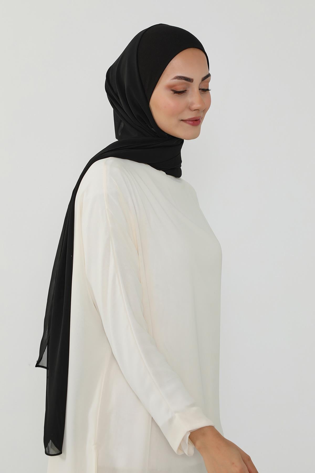 Tesettür Boneli Kullanımı Rahat Pratik Şifon Şal,PS-53