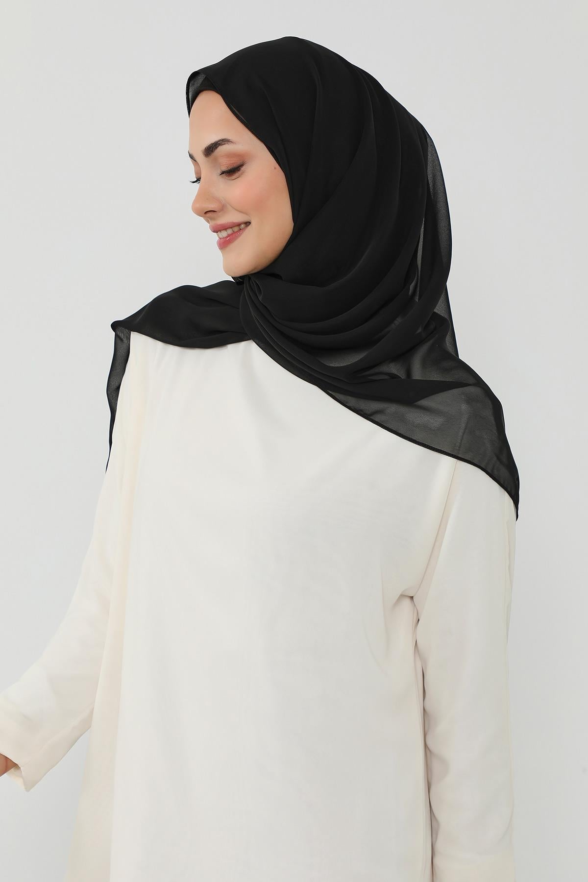 Tesettür Boneli Kullanımı Rahat Pratik Şifon Şal,PS-53