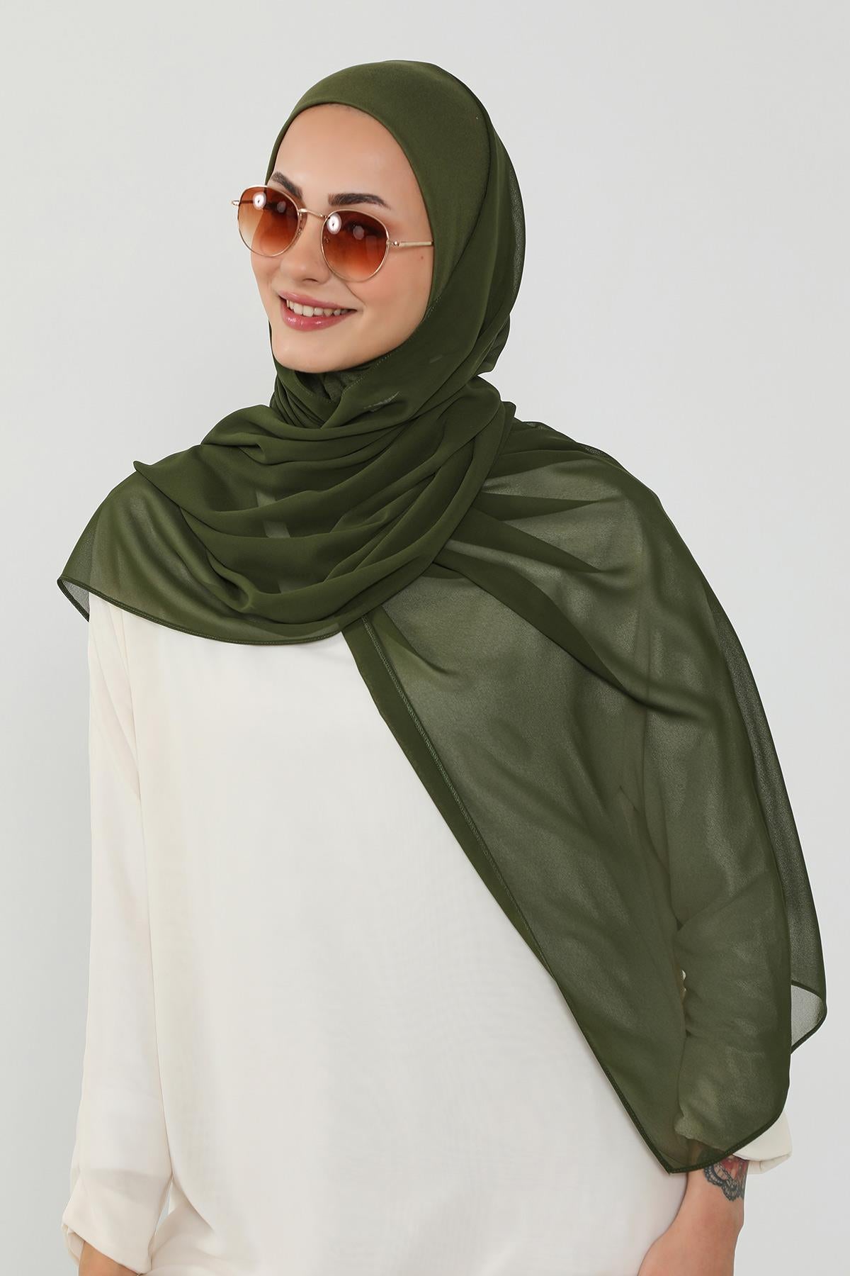 Tesettür Boneli Kullanımı Rahat Pratik Şifon Şal,PS-53