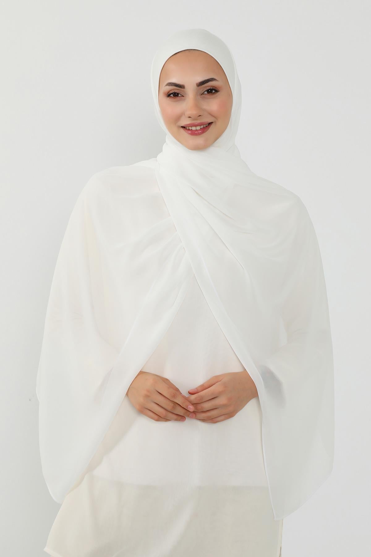 Tesettür Boneli Kullanımı Rahat Pratik Şifon Şal,PS-53