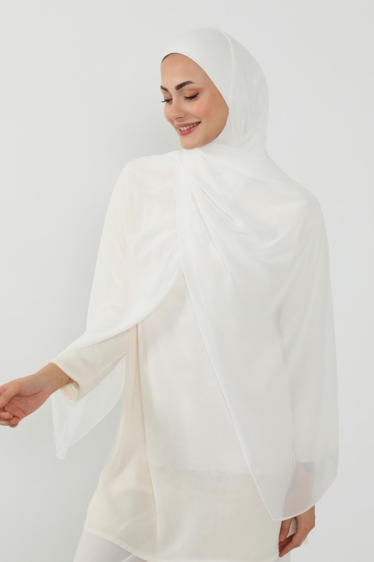 Tesettür Boneli Kullanımı Rahat Pratik Şifon Şal,PS-53