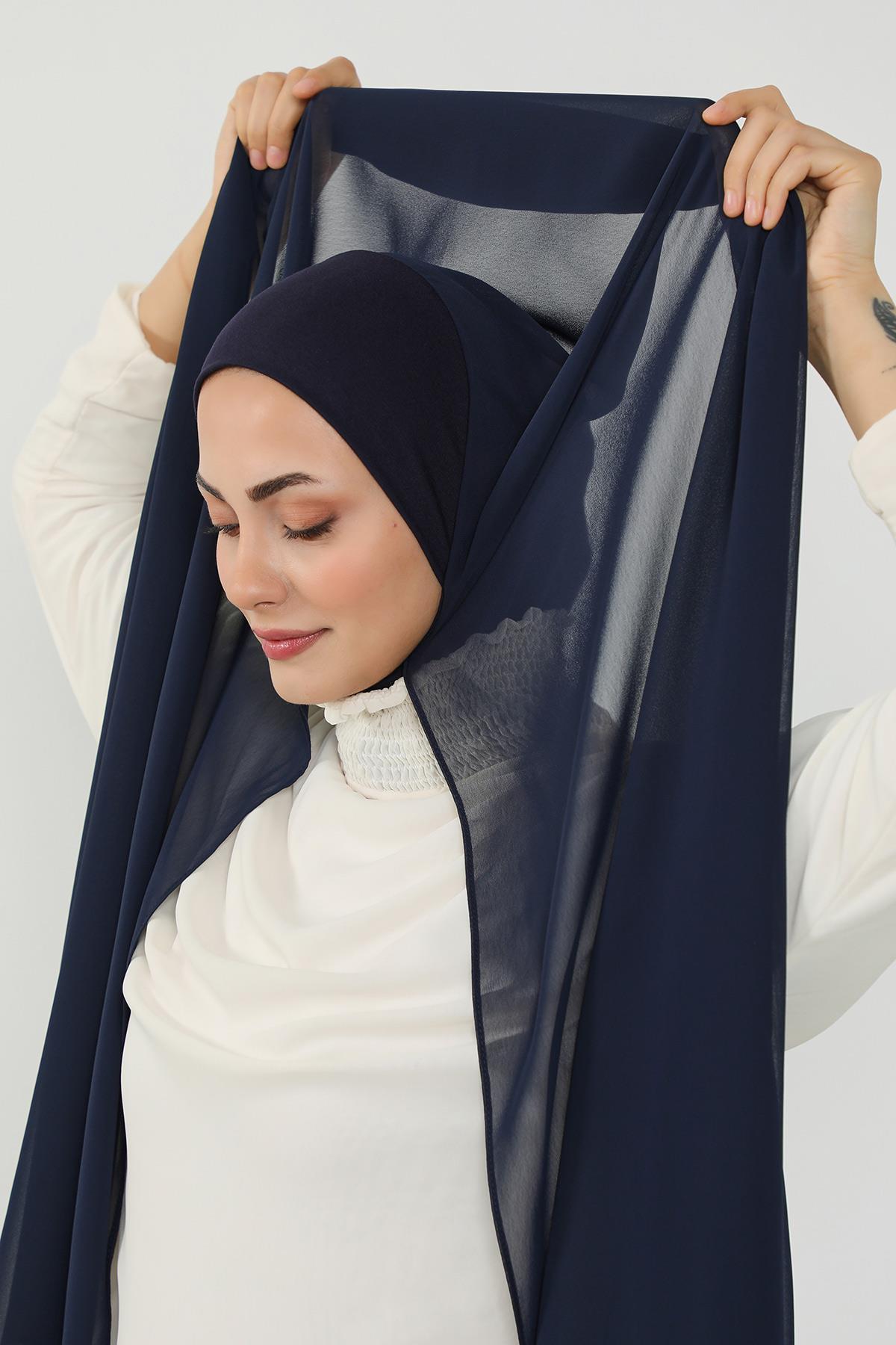 Tesettür Boneli Kullanımı Rahat Pratik Şifon Şal,PS-53