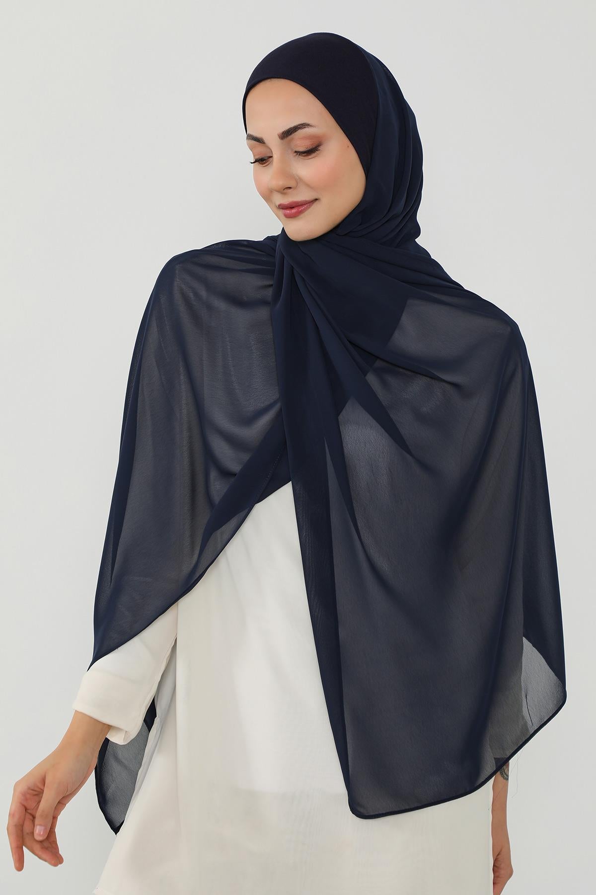 Tesettür Boneli Kullanımı Rahat Pratik Şifon Şal,PS-53