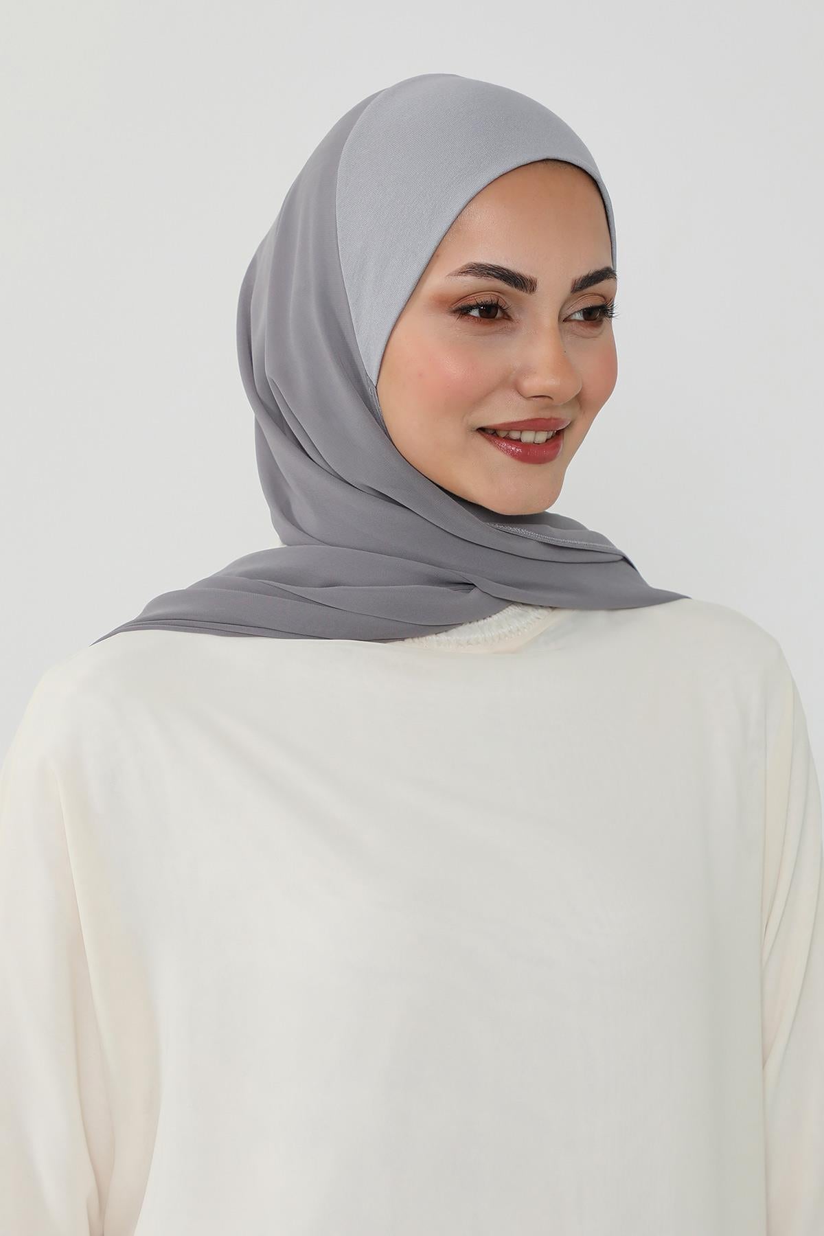 Tesettür Boneli Kullanımı Rahat Pratik Şifon Şal,PS-53