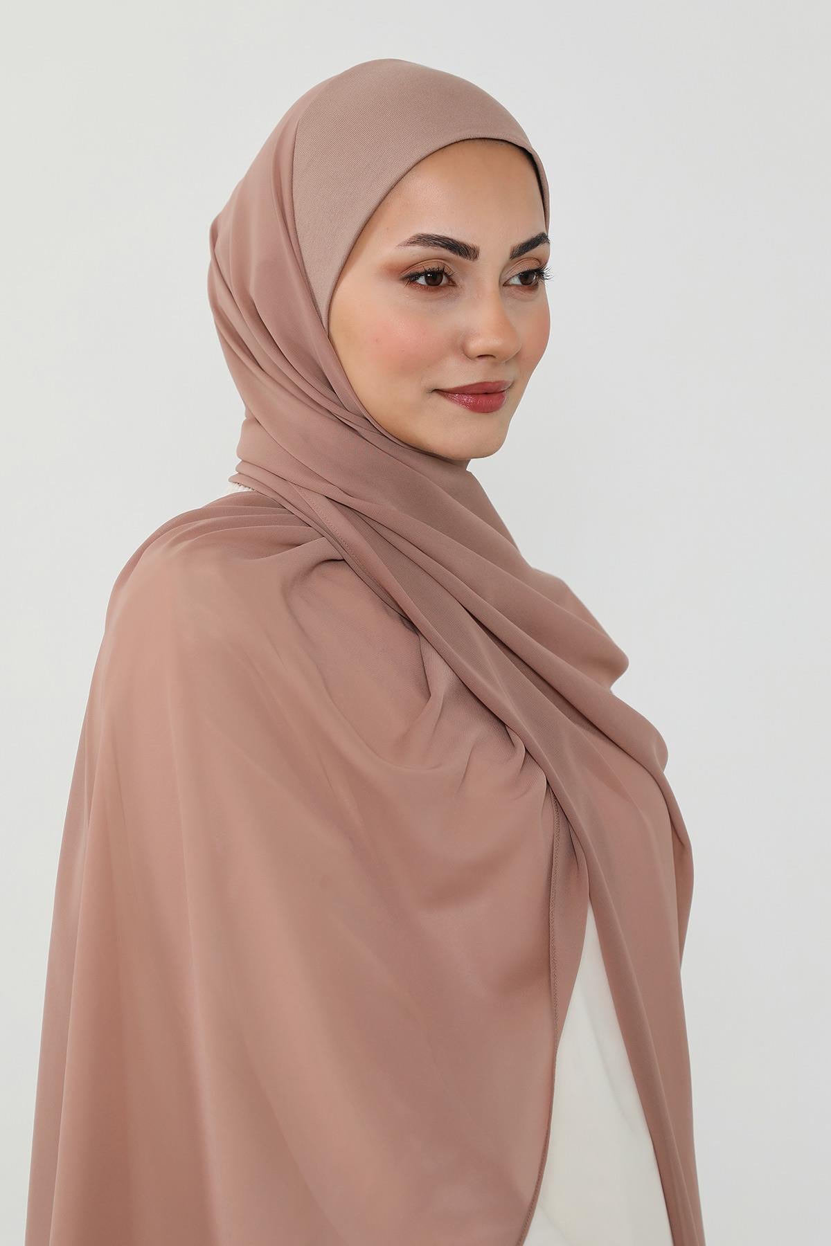 Tesettür Boneli Kullanımı Rahat Pratik Şifon Şal,PS-53