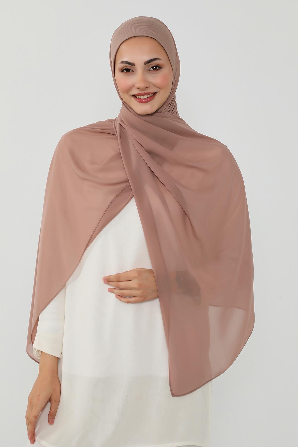 Tesettür Boneli Kullanımı Rahat Pratik Şifon Şal,PS-53