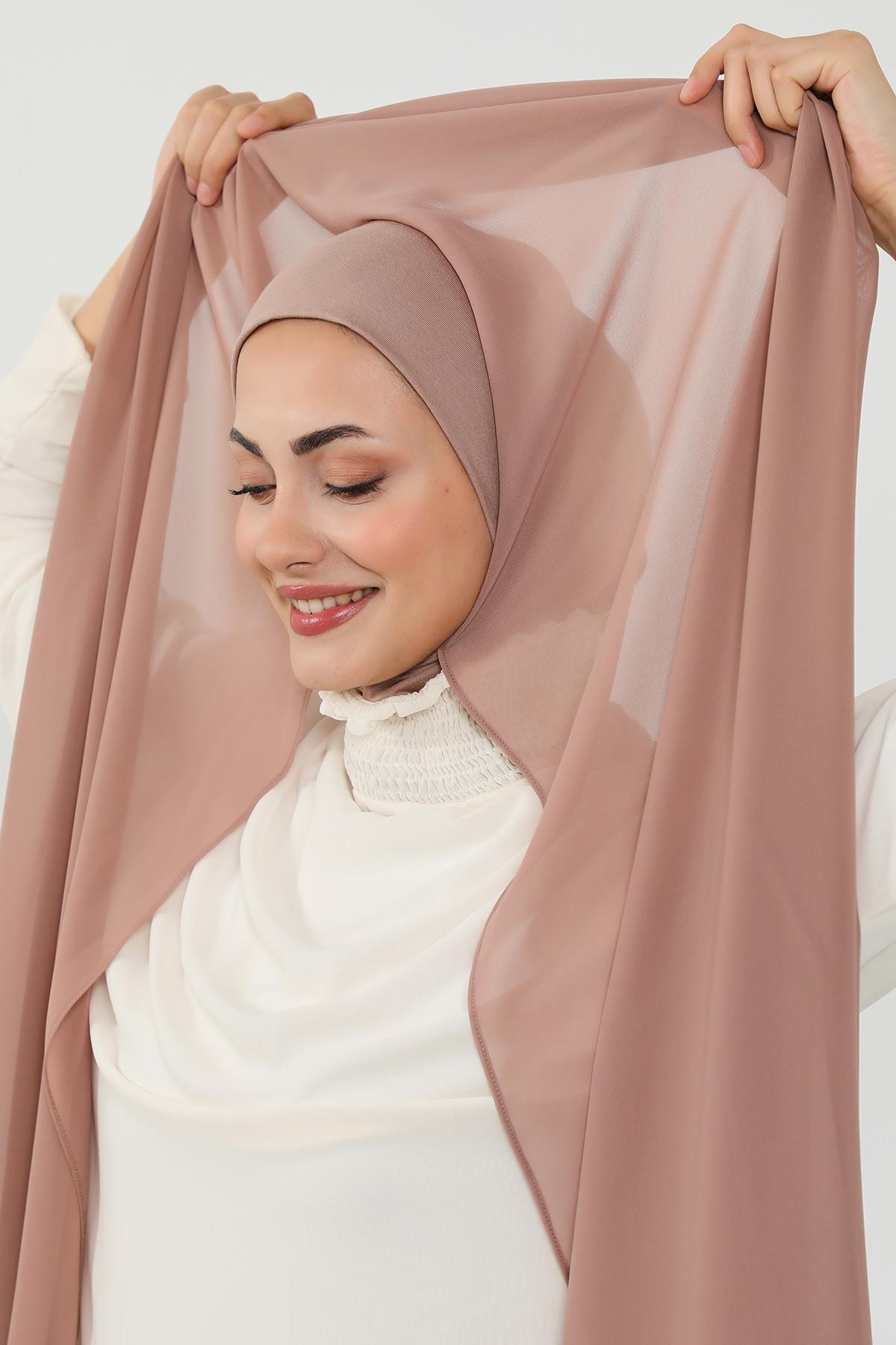 Tesettür Boneli Kullanımı Rahat Pratik Şifon Şal,PS-53