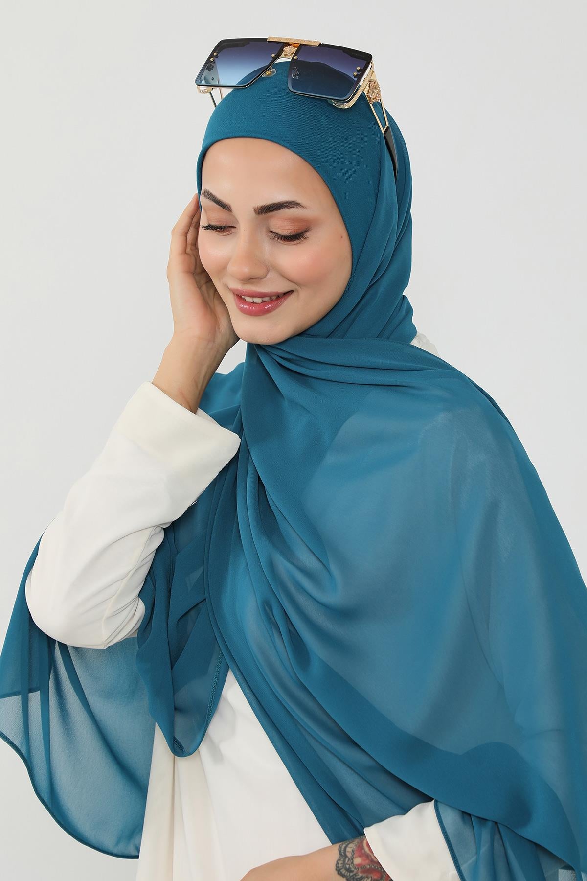 Tesettür Boneli Kullanımı Rahat Pratik Şifon Şal,PS-53