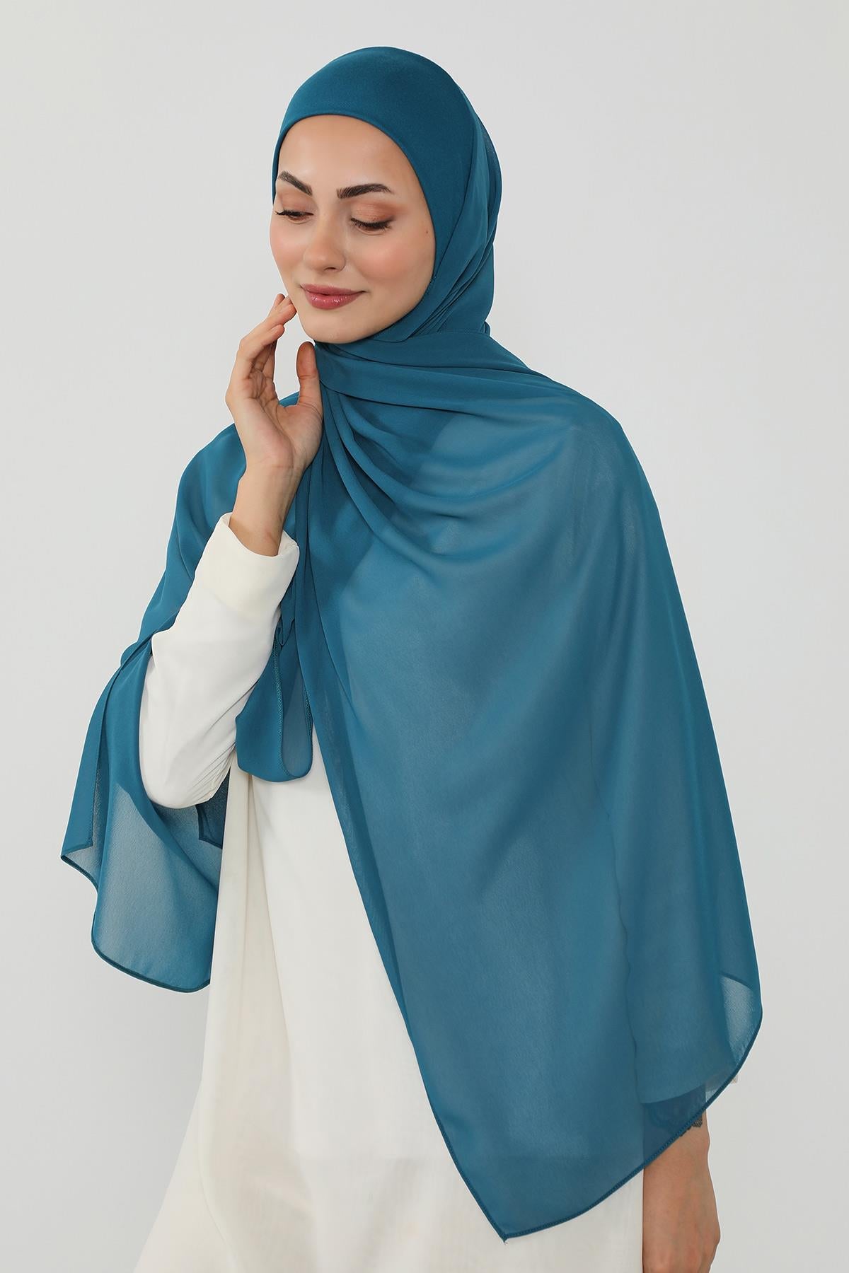 Tesettür Boneli Kullanımı Rahat Pratik Şifon Şal,PS-53