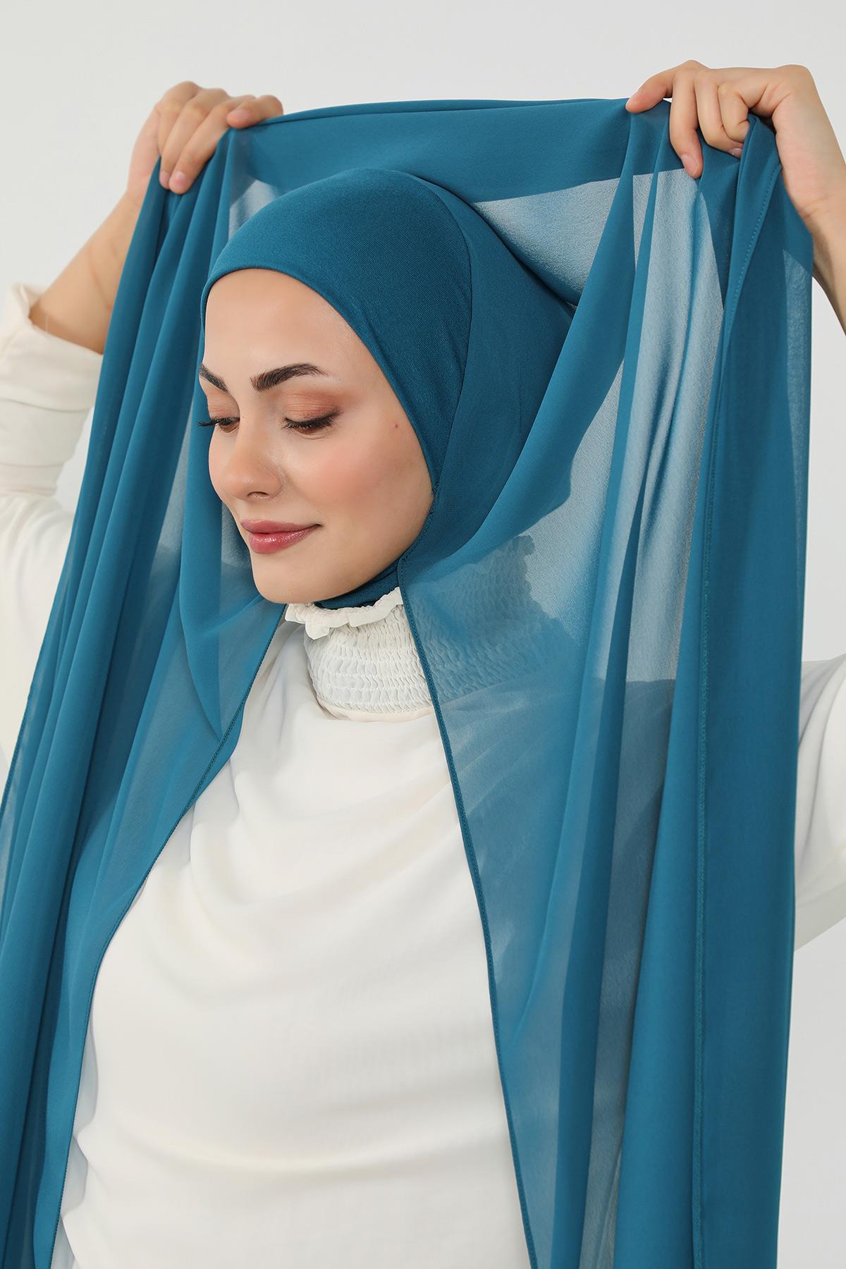 Tesettür Boneli Kullanımı Rahat Pratik Şifon Şal,PS-53