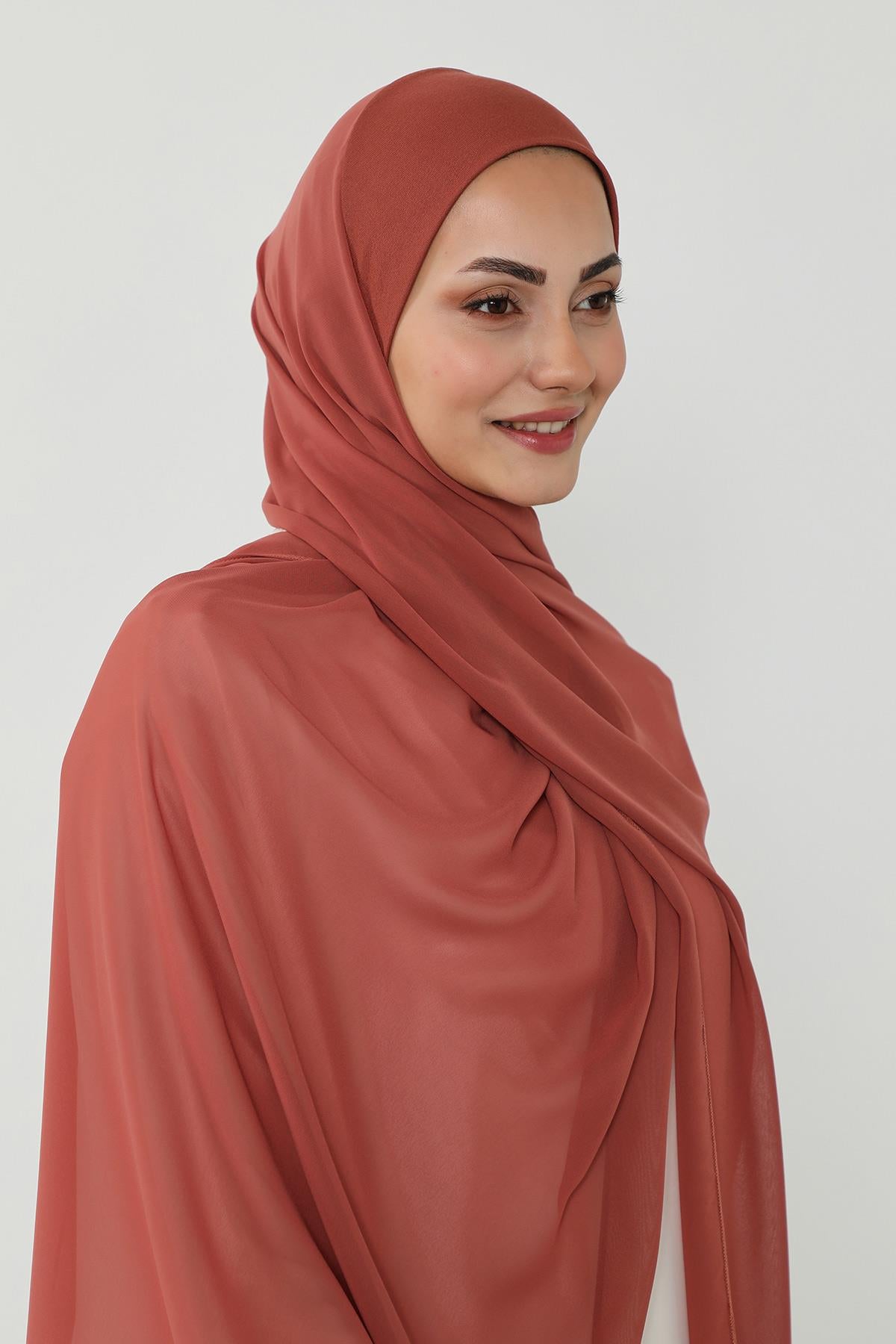 Tesettür Boneli Kullanımı Rahat Pratik Şifon Şal,PS-53