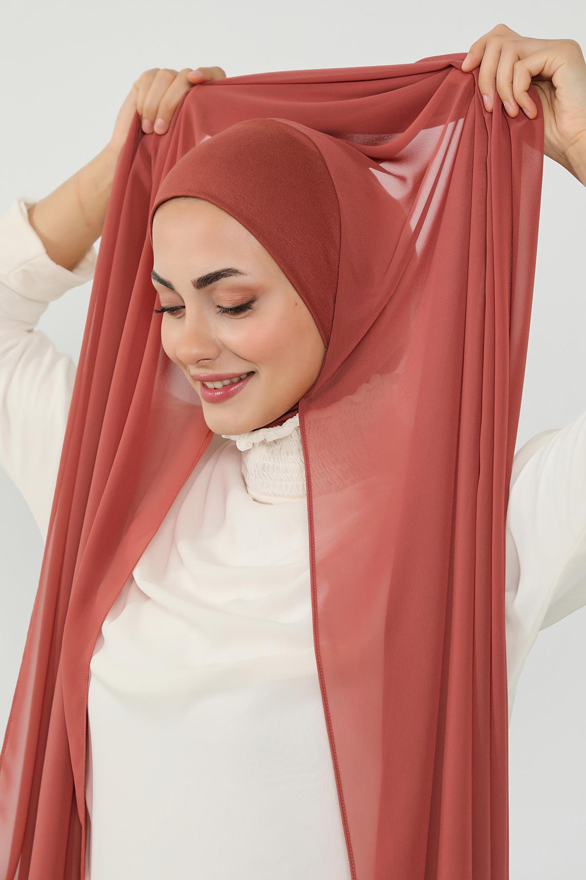 Tesettür Boneli Kullanımı Rahat Pratik Şifon Şal,PS-53