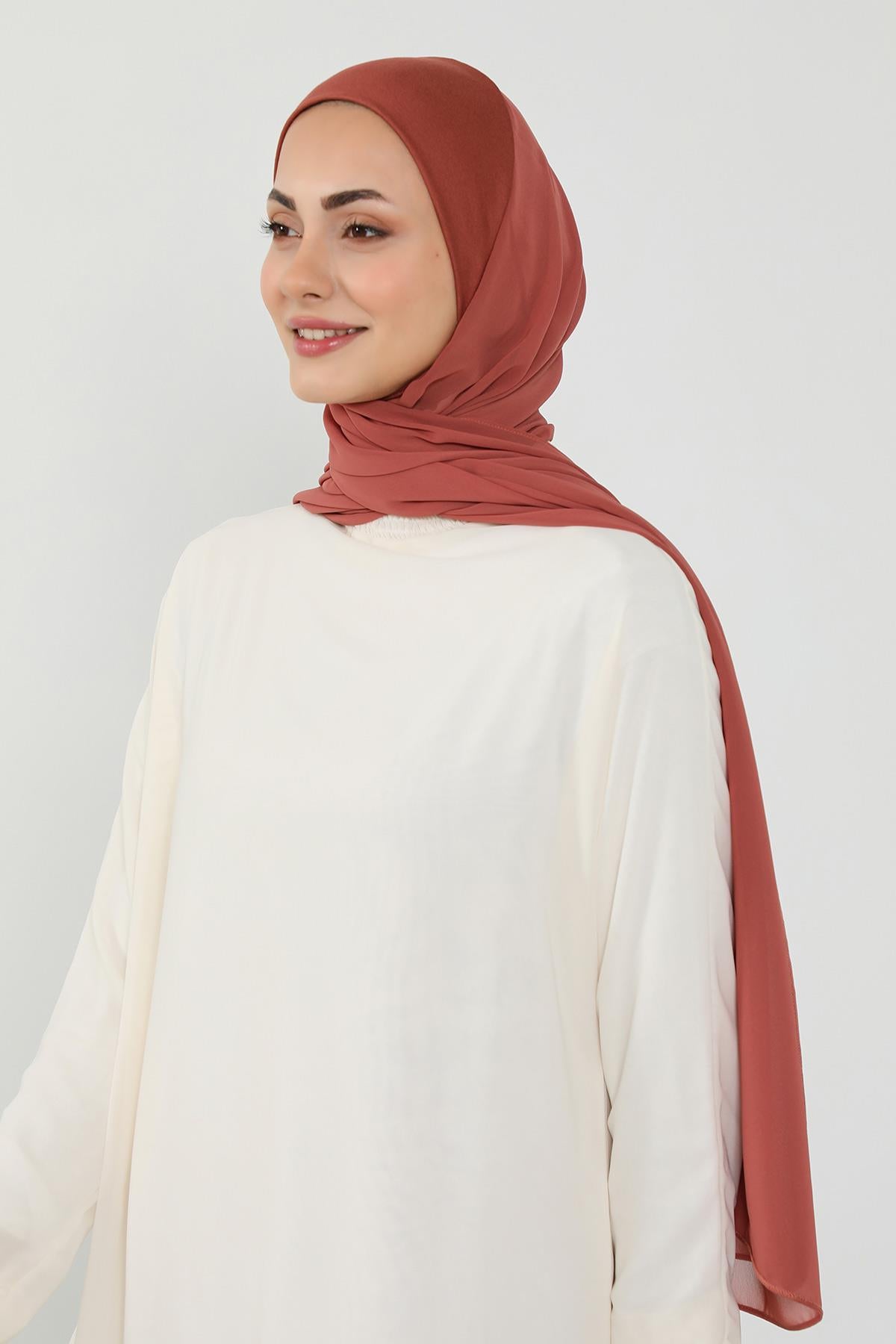 Tesettür Boneli Kullanımı Rahat Pratik Şifon Şal,PS-53