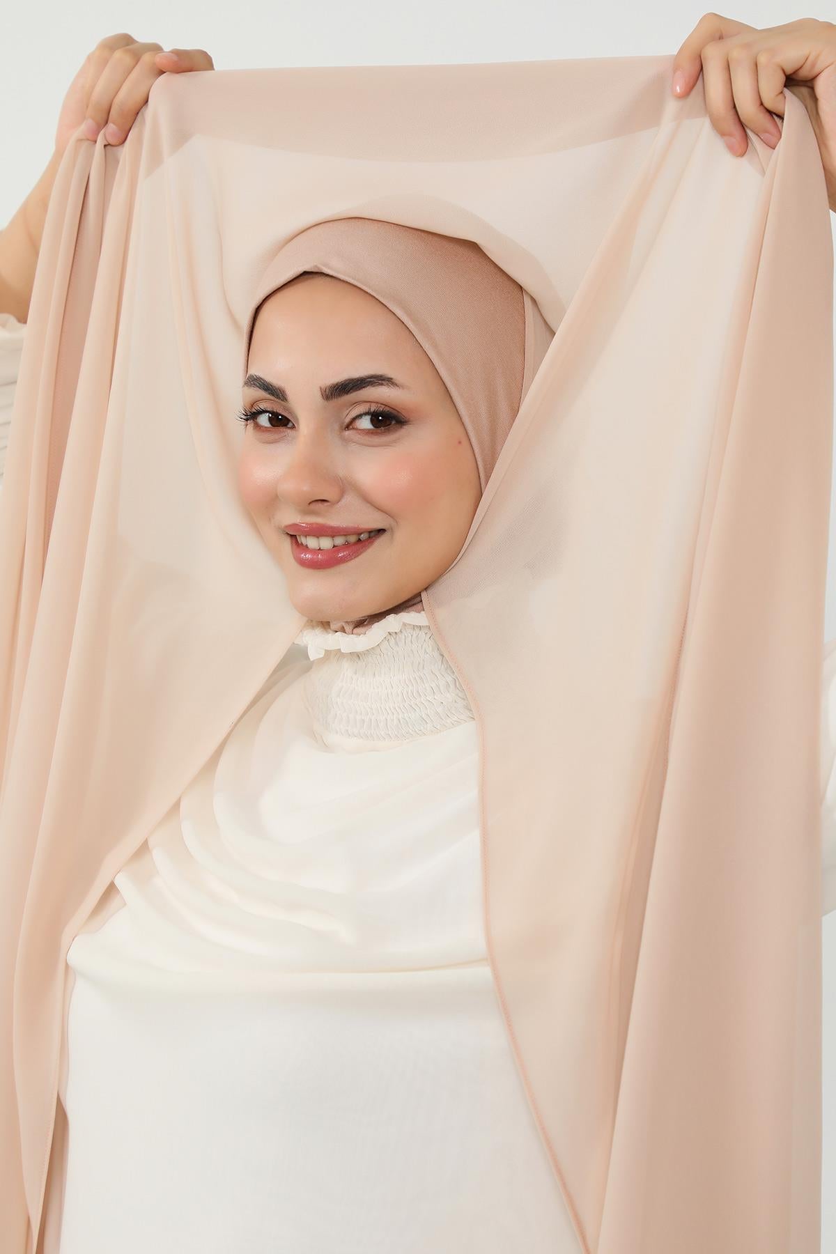 Tesettür Boneli Kullanımı Rahat Pratik Şifon Şal,PS-53