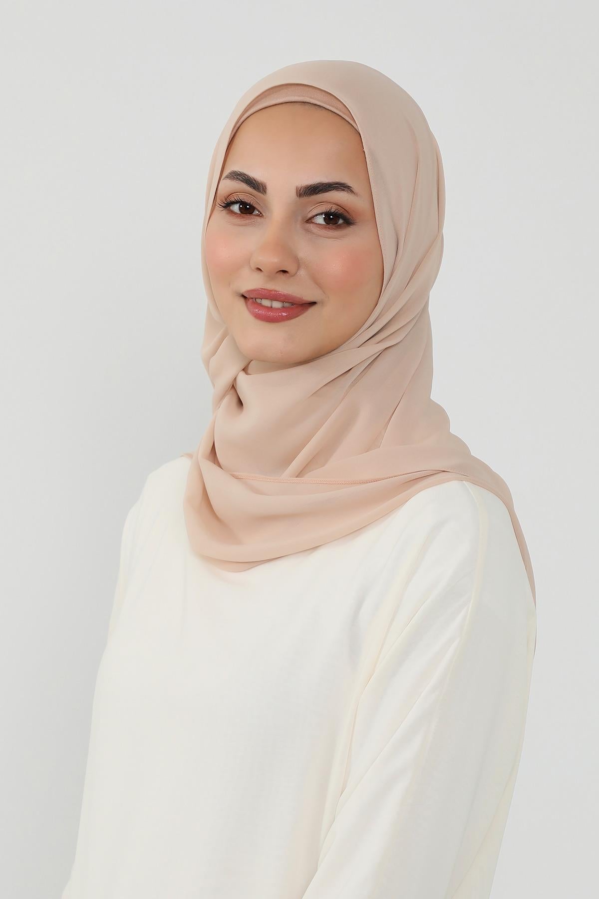 Tesettür Boneli Kullanımı Rahat Pratik Şifon Şal,PS-53