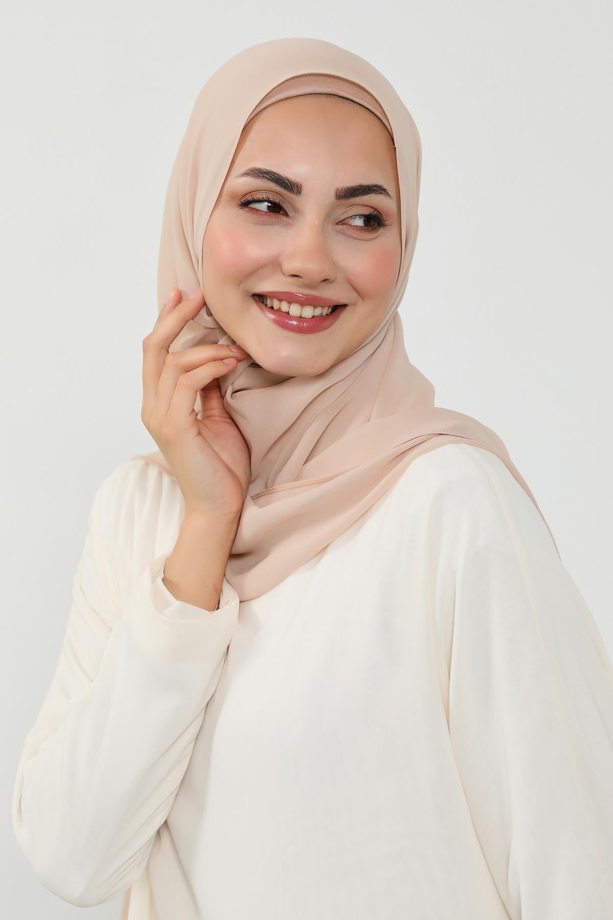 Tesettür Boneli Kullanımı Rahat Pratik Şifon Şal,PS-53