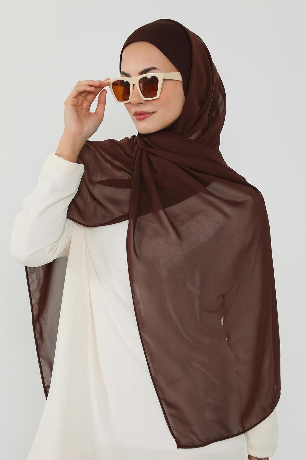 Tesettür Boneli Kullanımı Rahat Pratik Şifon Şal,PS-53