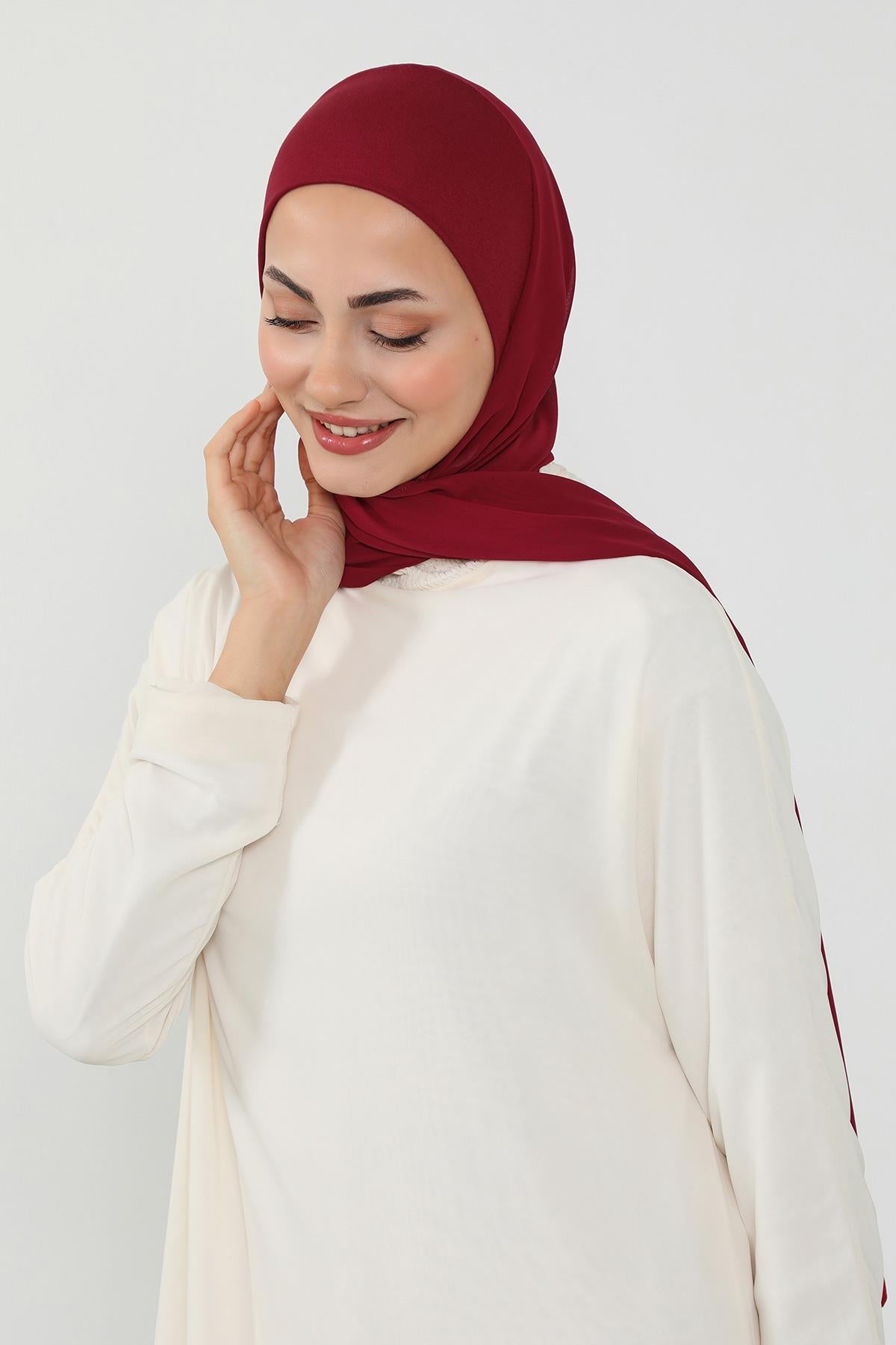 Tesettür Boneli Kullanımı Rahat Pratik Şifon Şal,PS-53