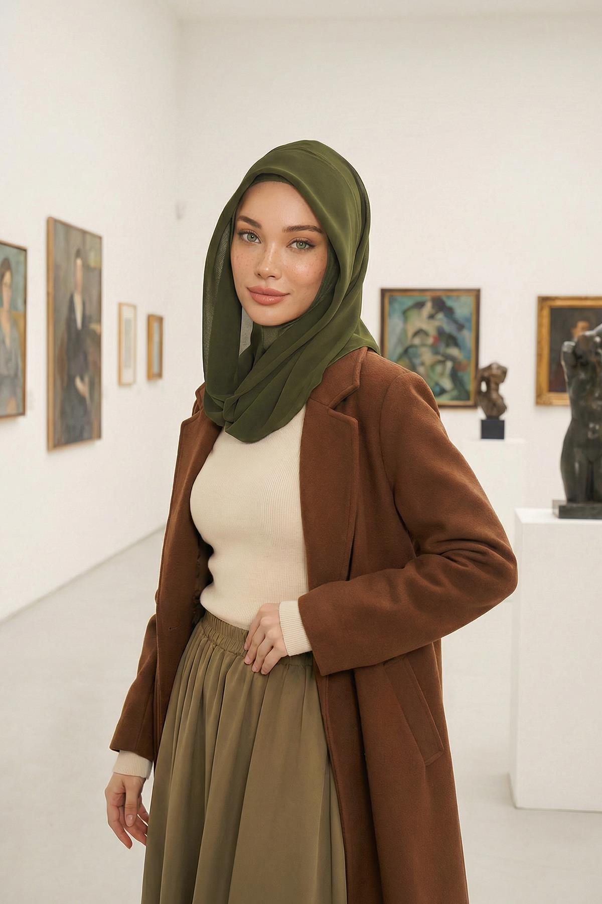 Penye İç Boneli Şifon Şal,PS-45