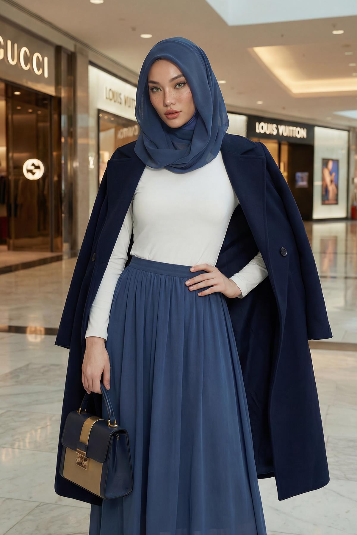 Penye İç Boneli Şifon Şal,PS-45