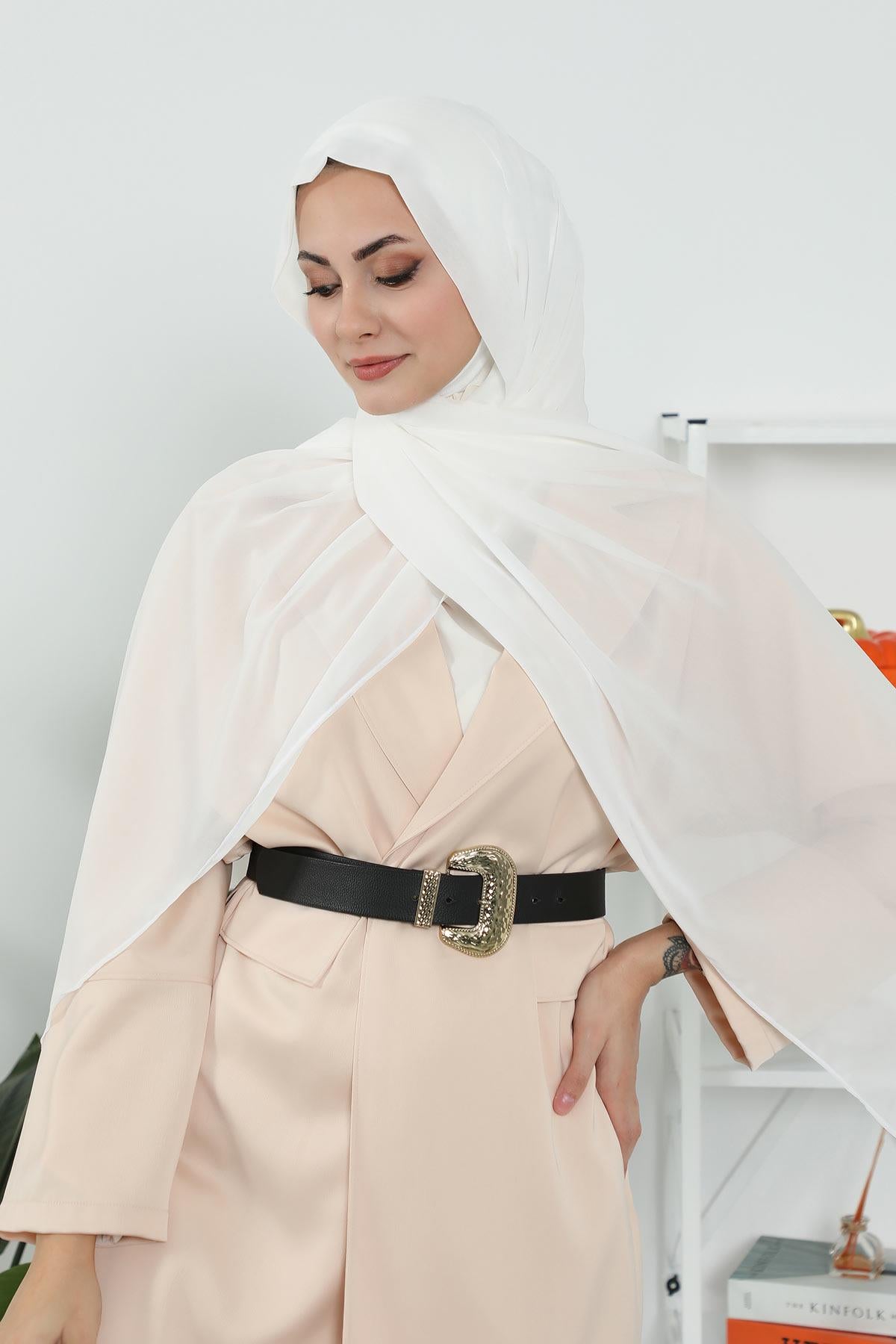 Penye İç Boneli Şifon Şal,PS-46