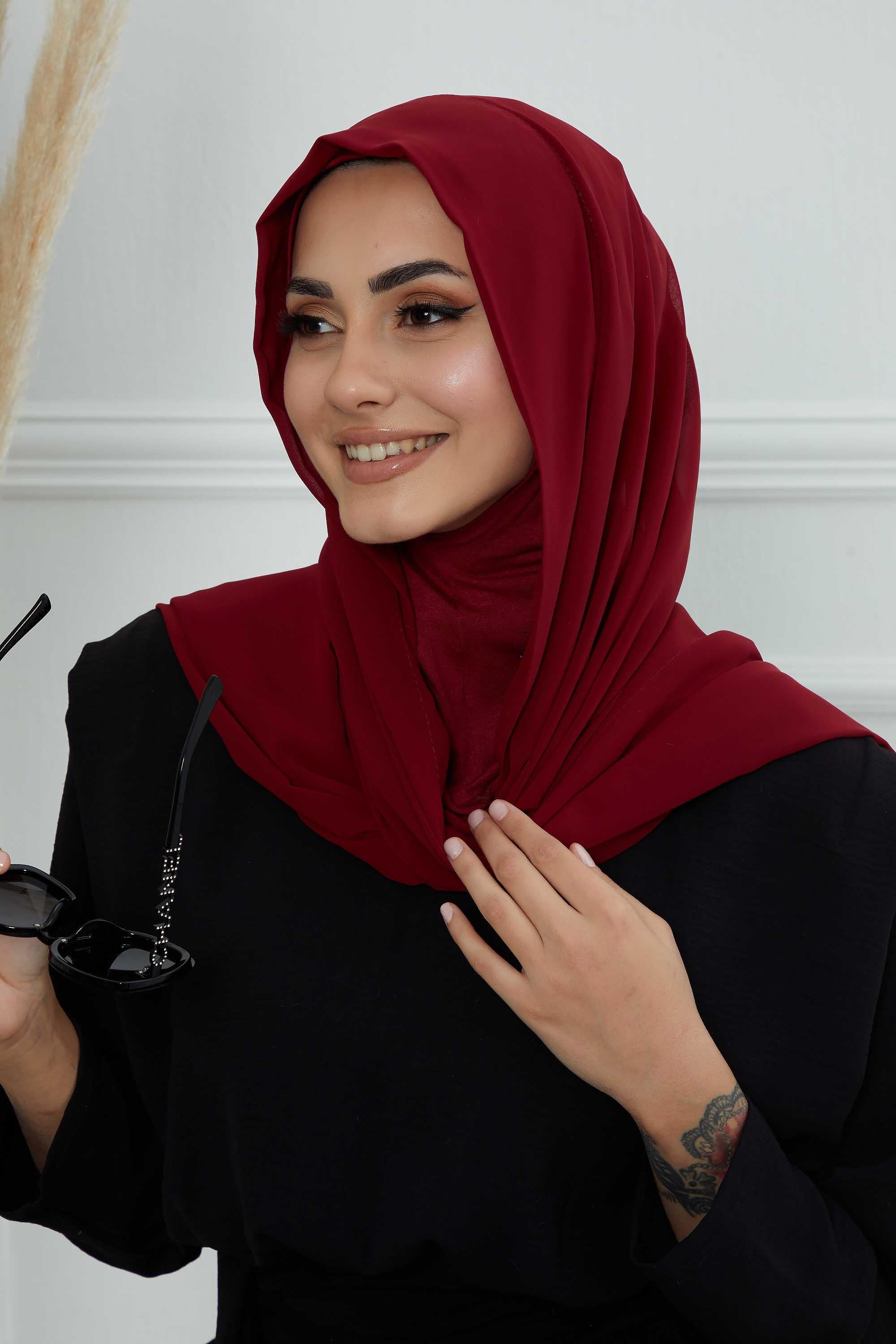 Penye İç Boneli Şifon Şal,PS-46