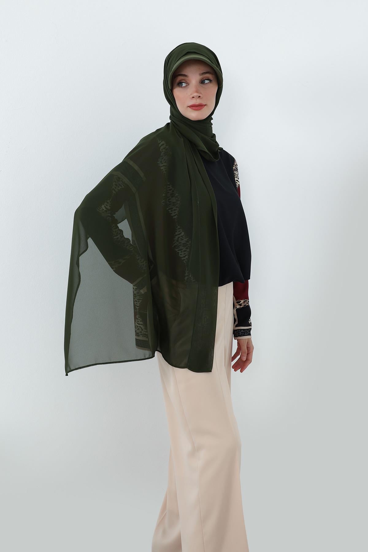 Penye Siperlikli Boneli Pratik Şifon Şal,SS-3