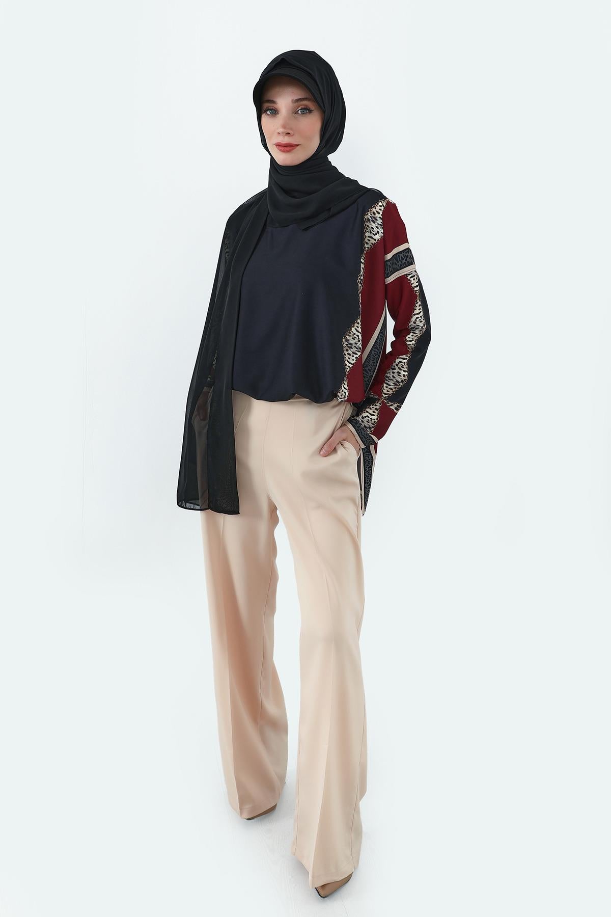 Penye Siperlikli Boneli Pratik Şifon Şal,SS-3