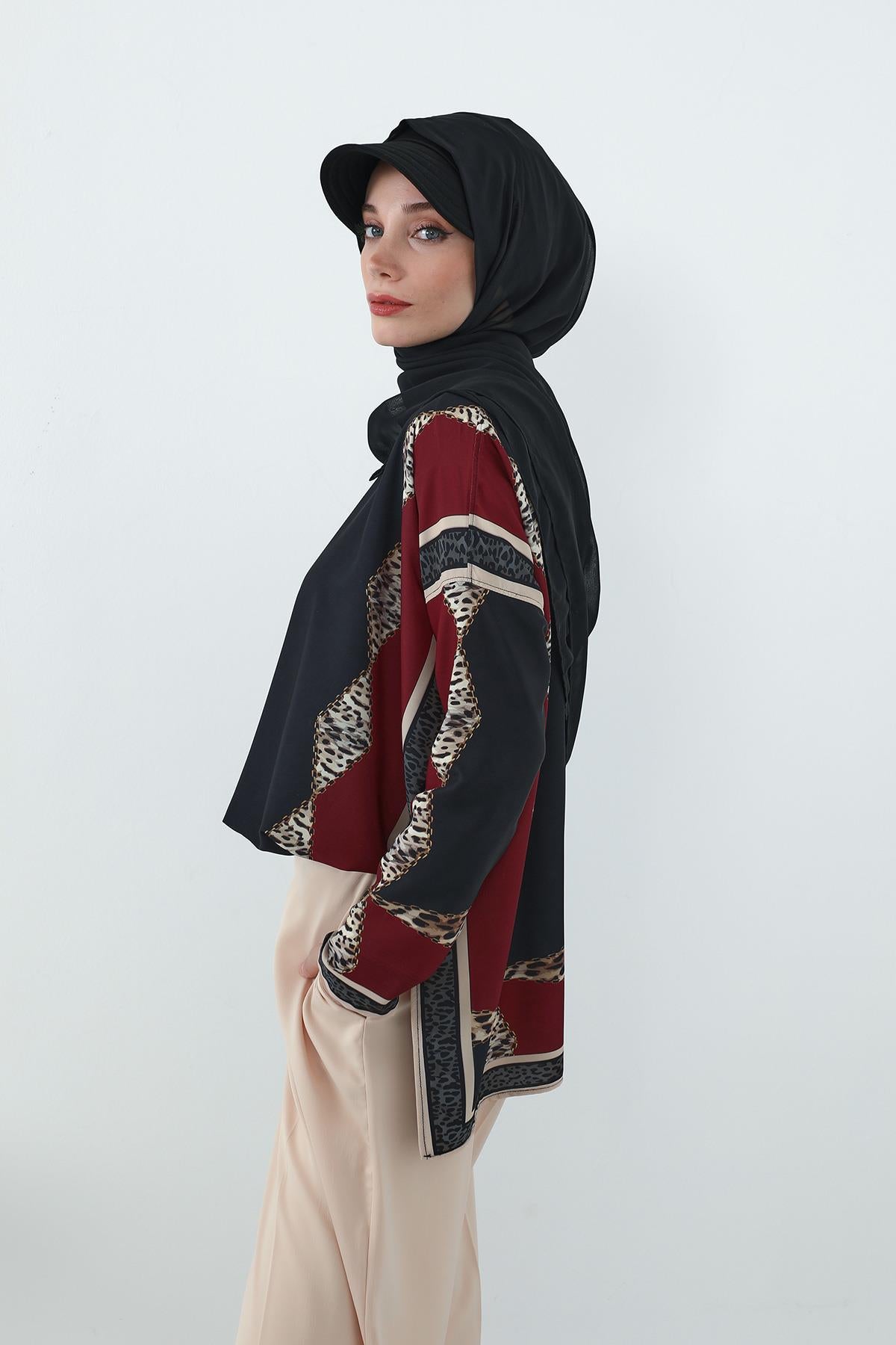 Penye Siperlikli Boneli Pratik Şifon Şal,SS-3