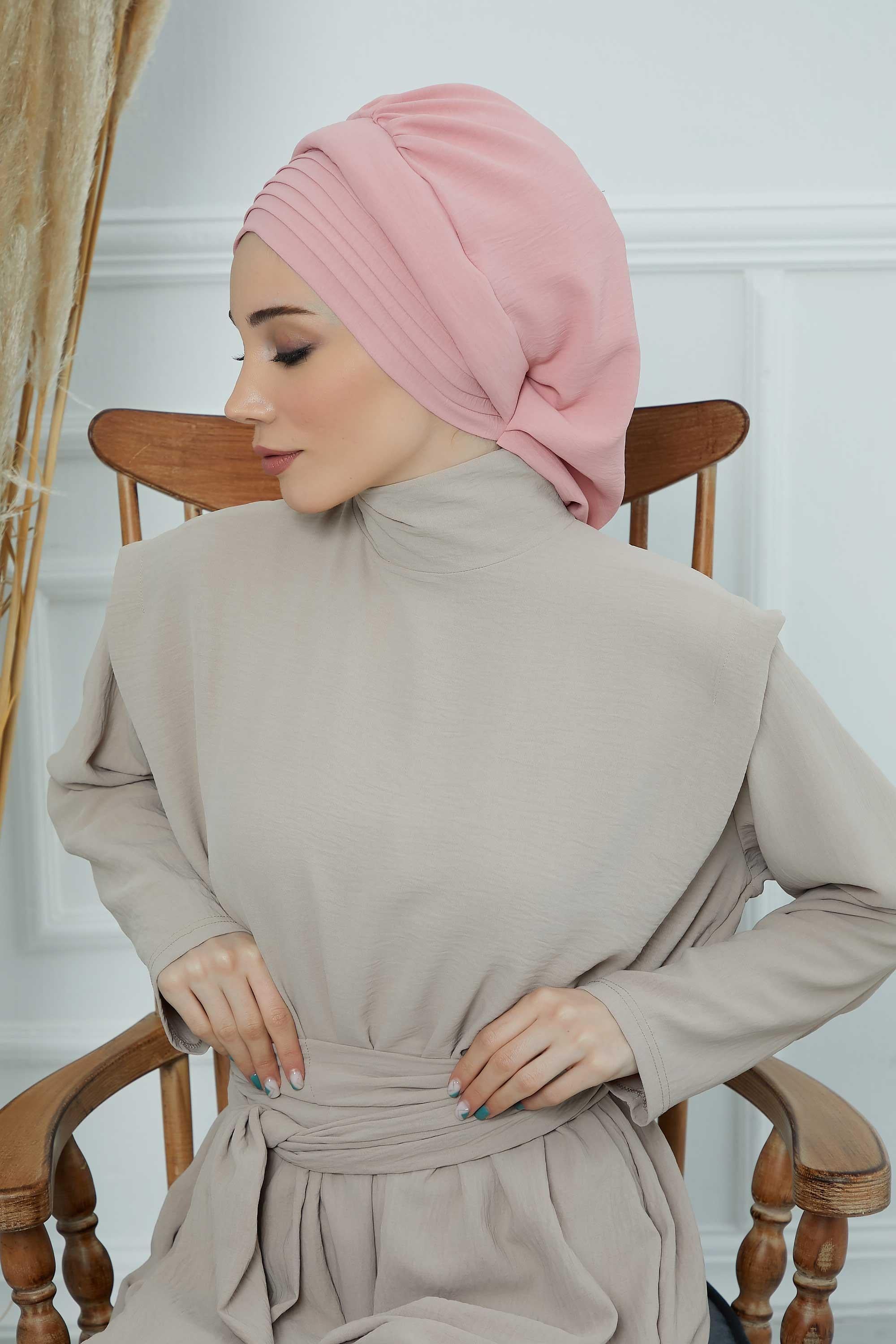 Pileli Tasarım Hazır Türban,HT-108A